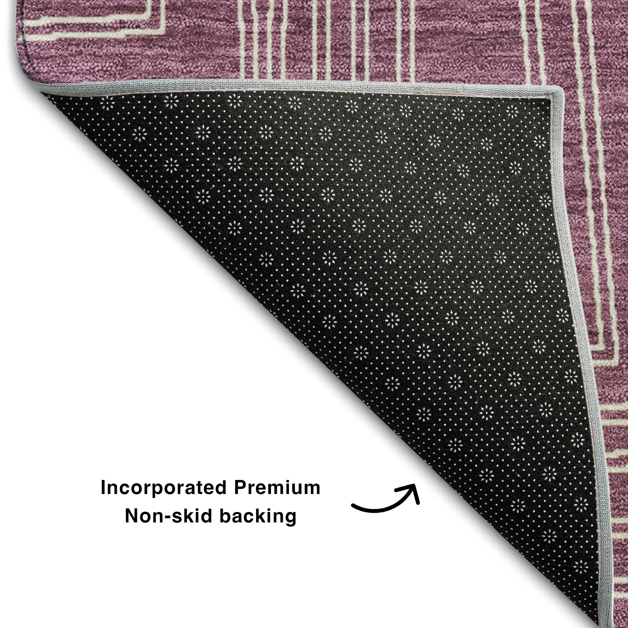 Vienna Machine Washable Transitional Eggplant Purple Rug 1'8" x 2'6" #shape_Rectangle