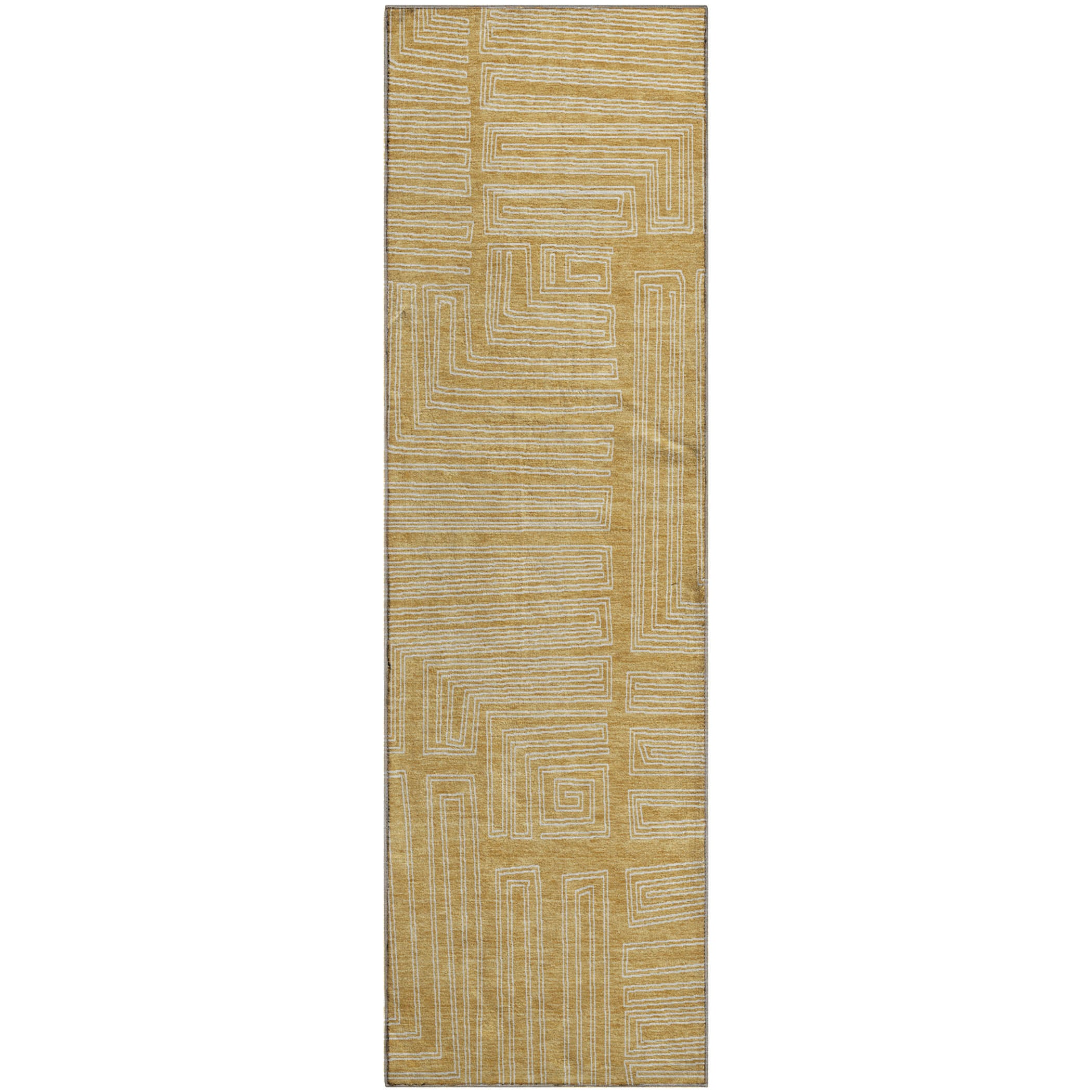 Vienna Machine Washable Transitional Gold Rug 2'3" x 7'6" #shape_Runner