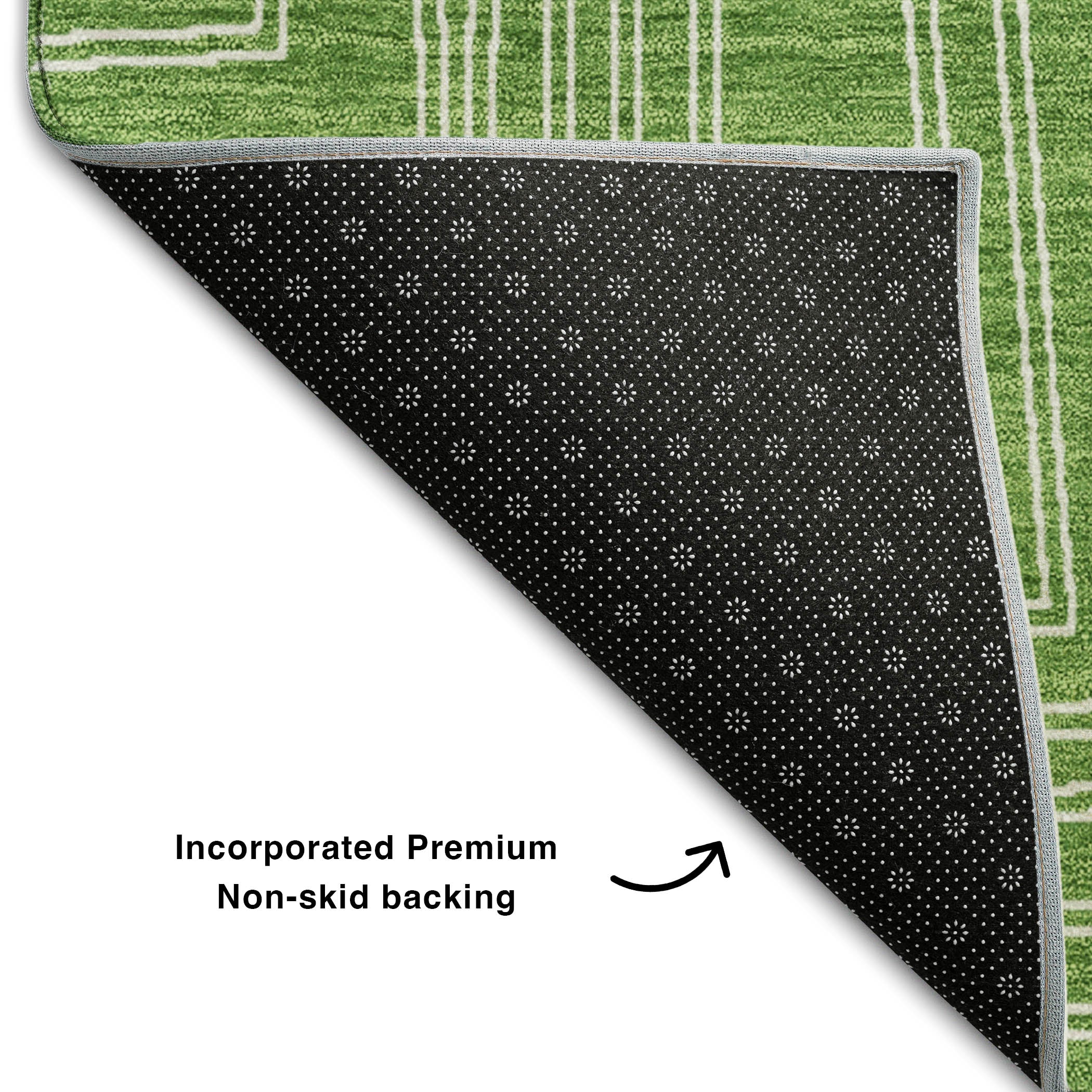 Vienna Machine Washable Transitional Green Rug 1'8" x 2'6" #shape_Rectangle
