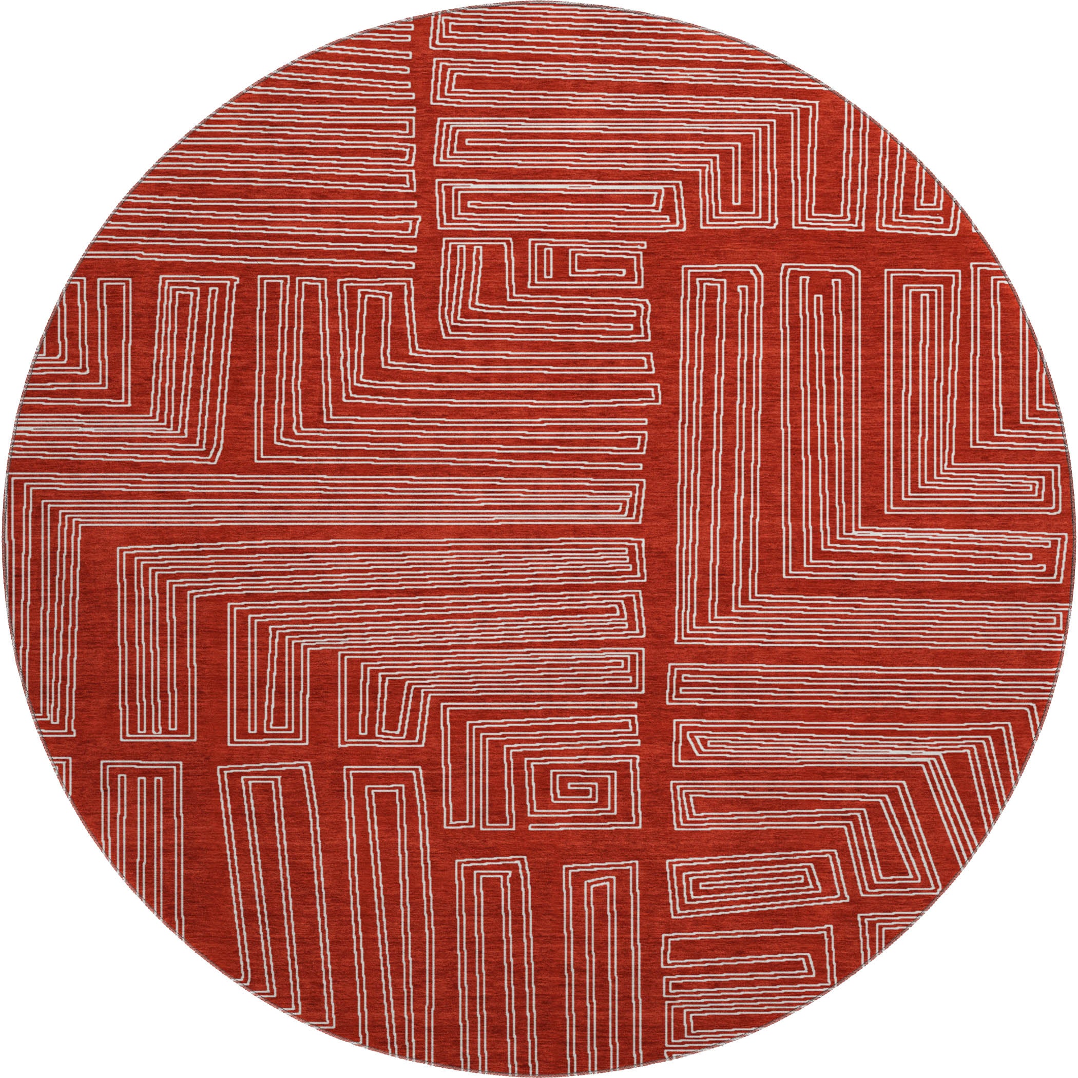 Vienna Machine Washable Transitional Red Rug 8' x 8' #shape_Round