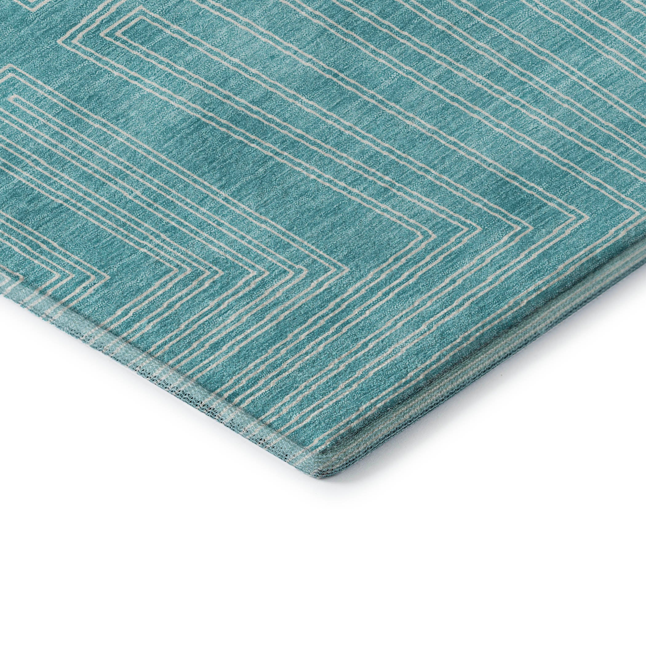 Vienna Machine Washable Transitional Turquoise Teal Rug 1'8" x 2'6" #shape_Rectangle