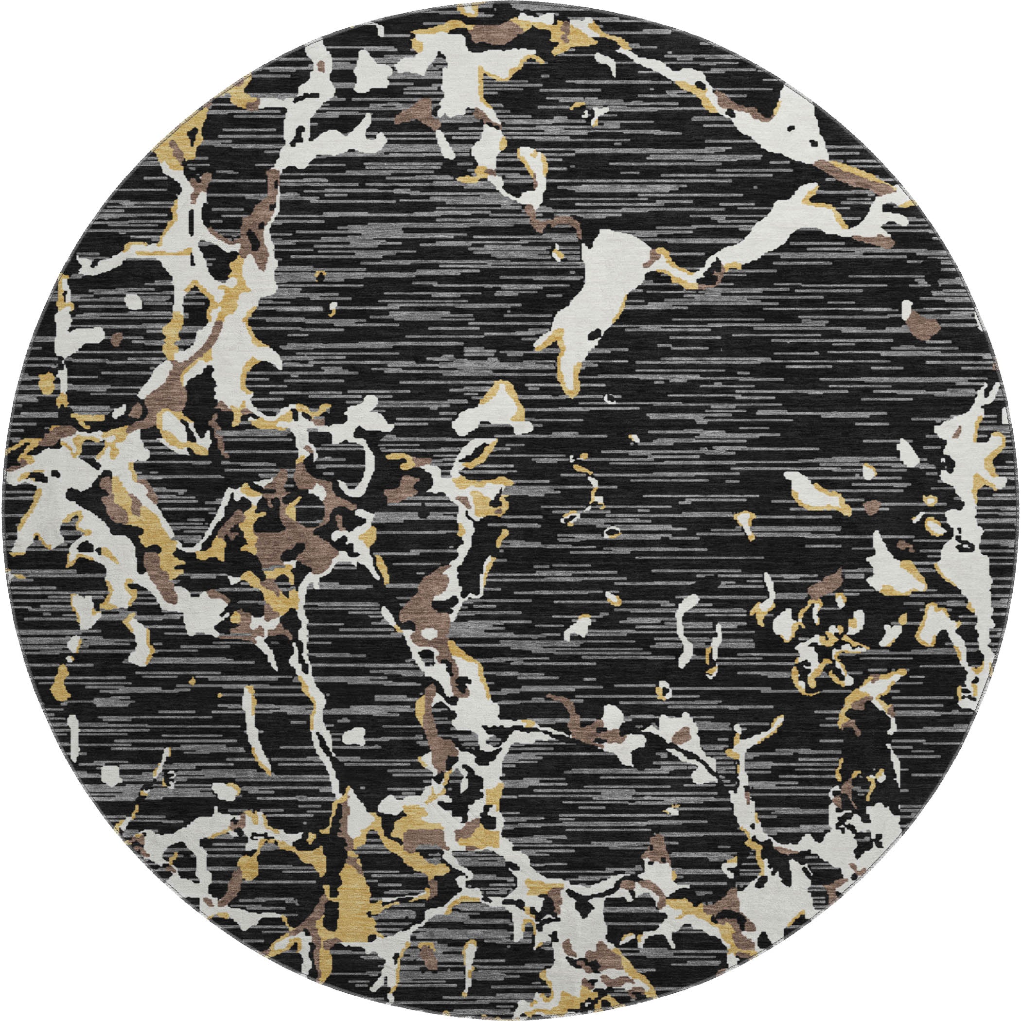 Baku Machine Washable Transitional Black Rug 8' x 8' #shape_Round