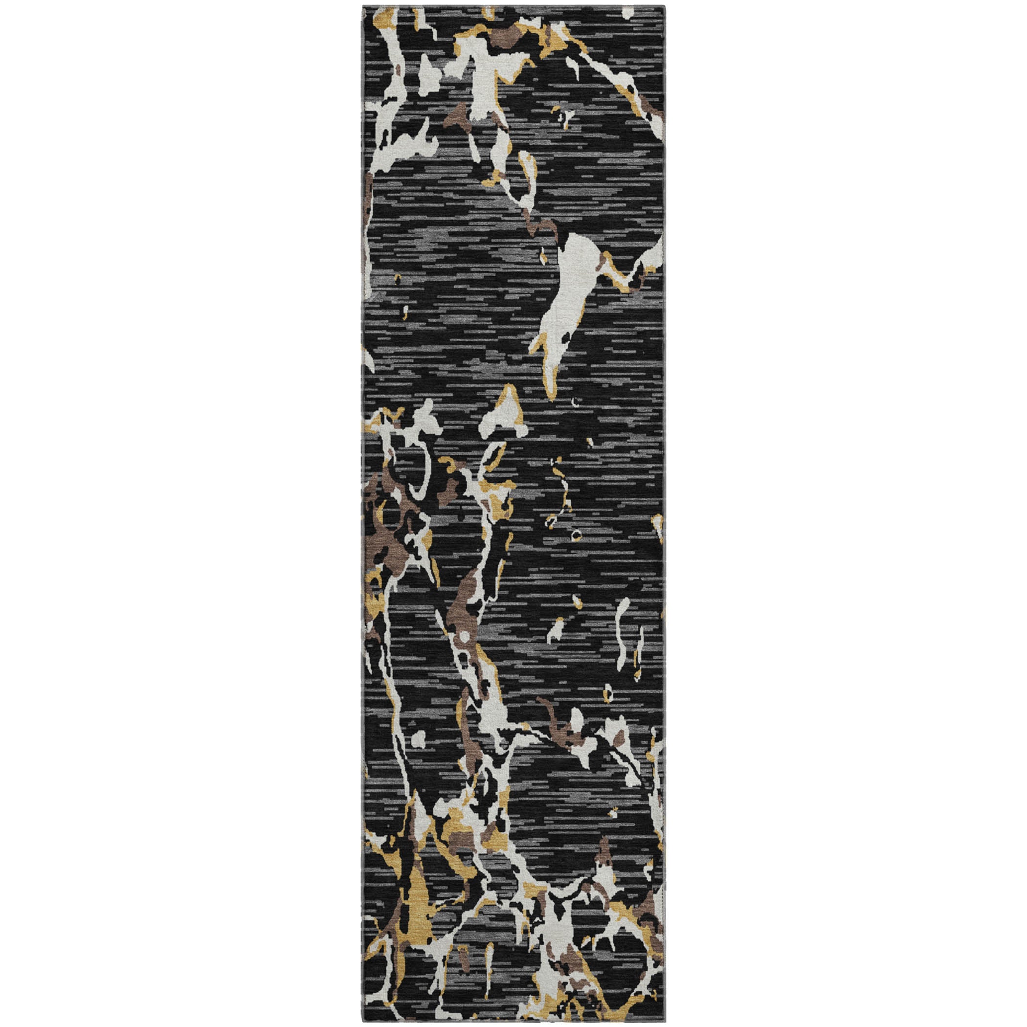 Baku Machine Washable Transitional Black Rug 2'3" x 7'6" #shape_Runner