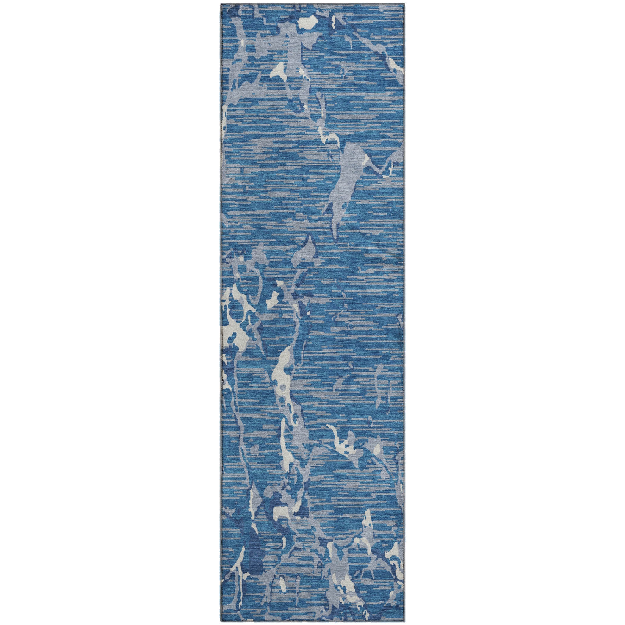 Baku Machine Washable Transitional Blue Rug 2'3" x 7'6" #shape_Runner