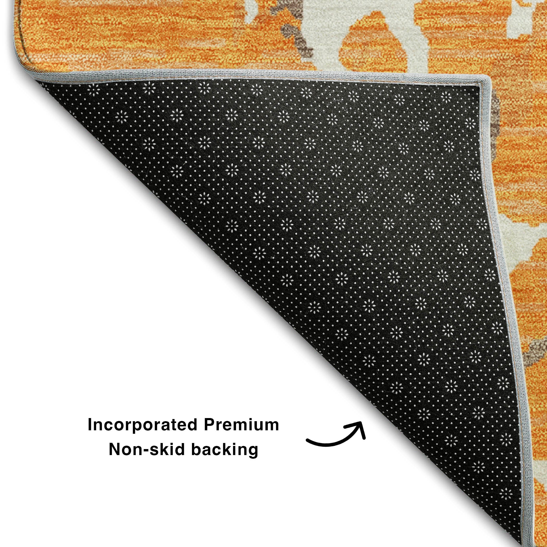 Baku Machine Washable Transitional Orange Rug 1'8" x 2'6" #shape_Rectangle