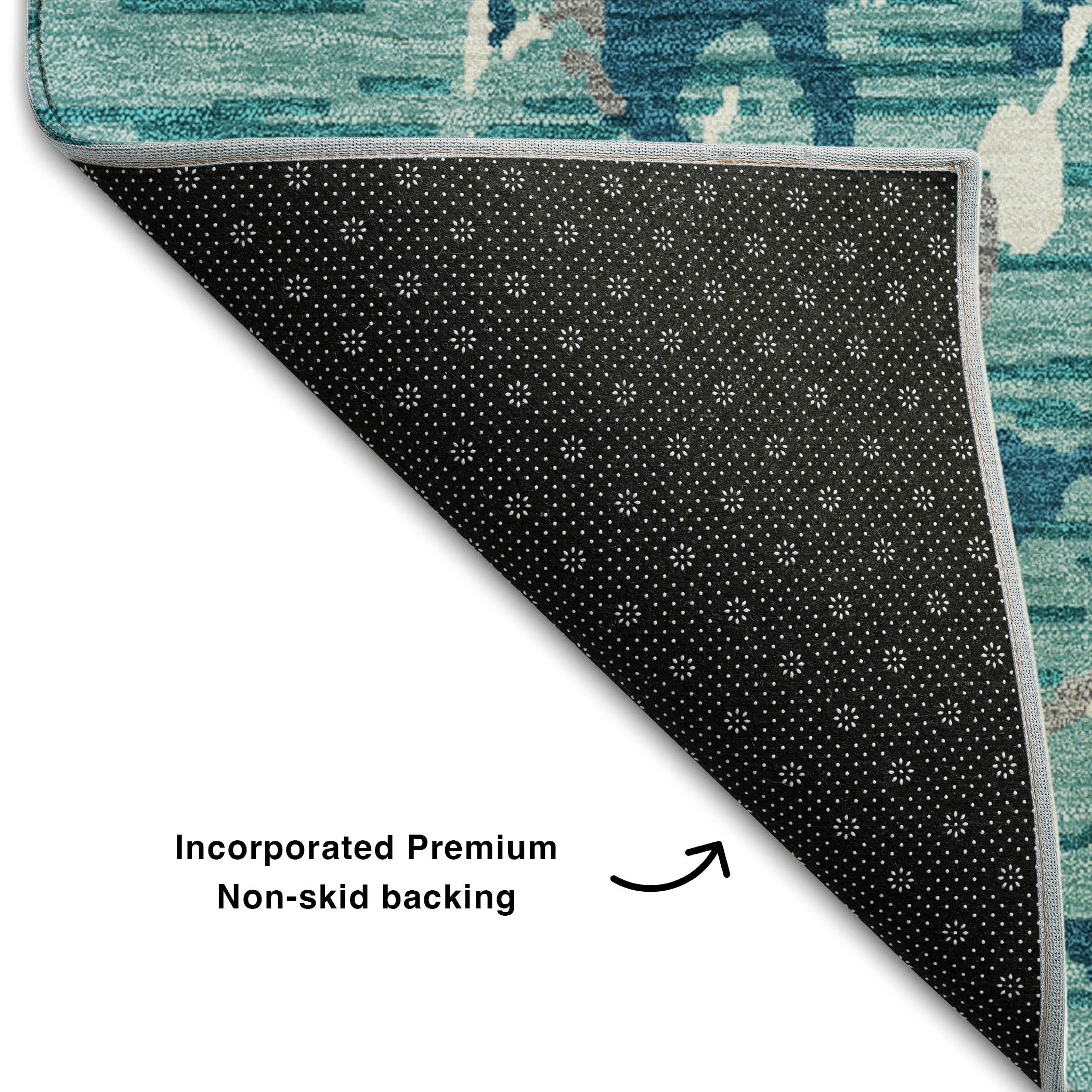 Baku Machine Washable Transitional Teal Rug 1'8" x 2'6" #shape_Rectangle