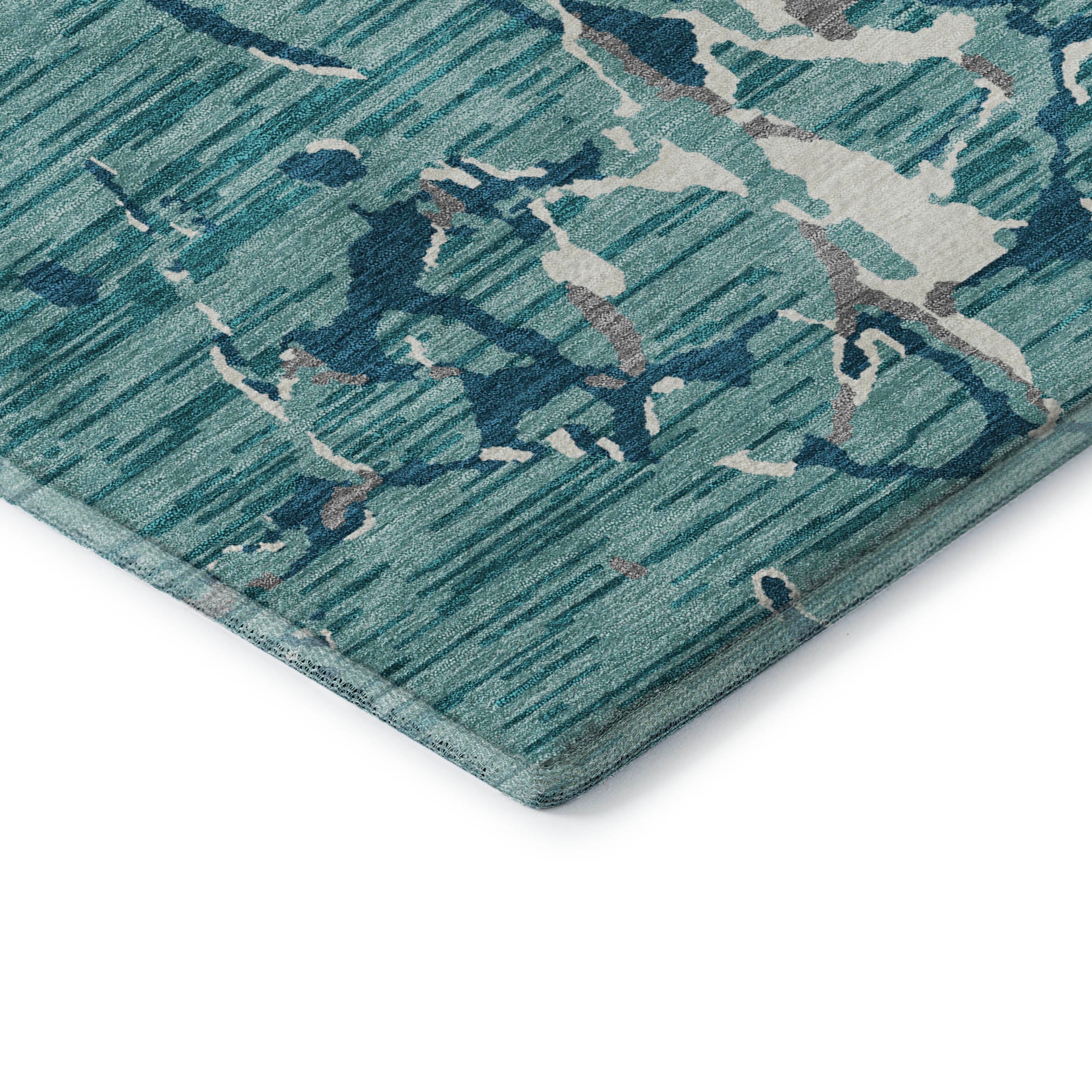 Baku Machine Washable Transitional Teal Rug 1'8" x 2'6" #shape_Rectangle