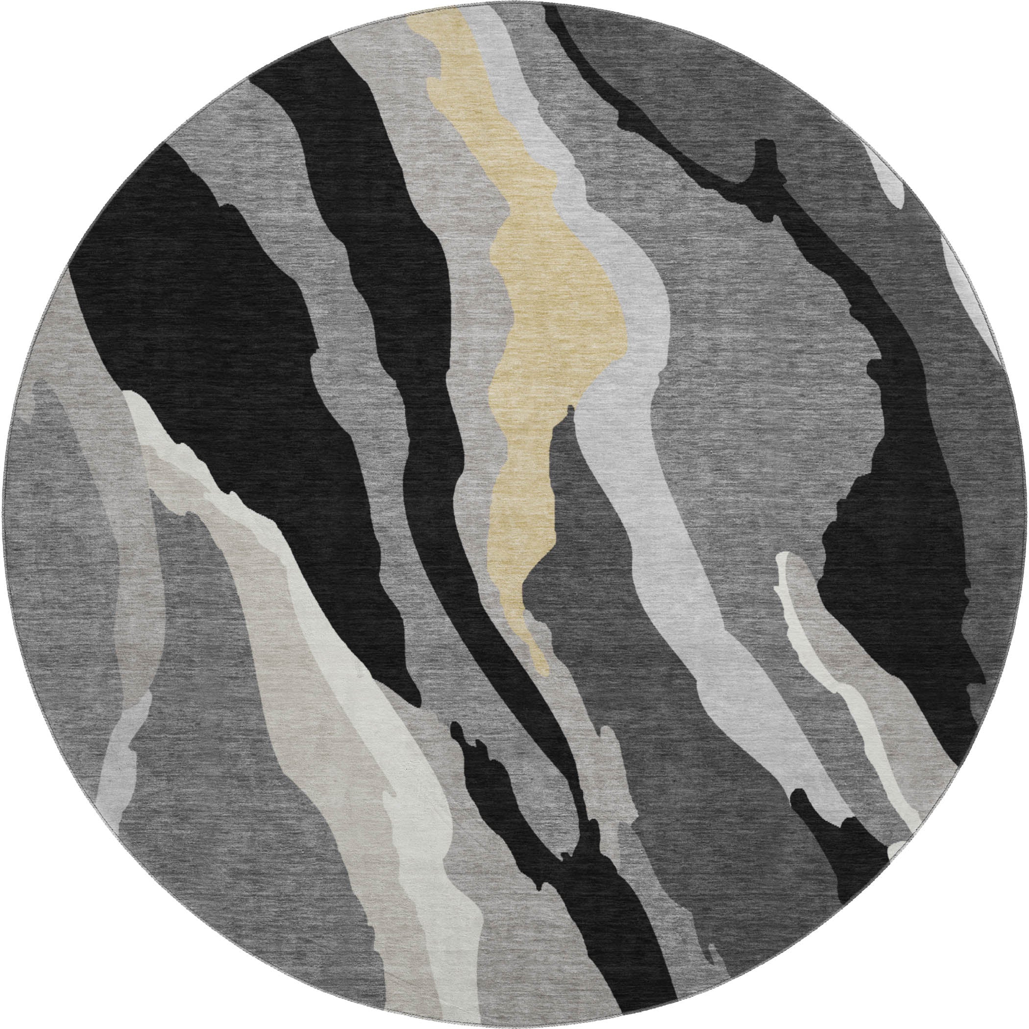 Baku Machine Washable Transitional Black Rug 8' x 8' #shape_Round