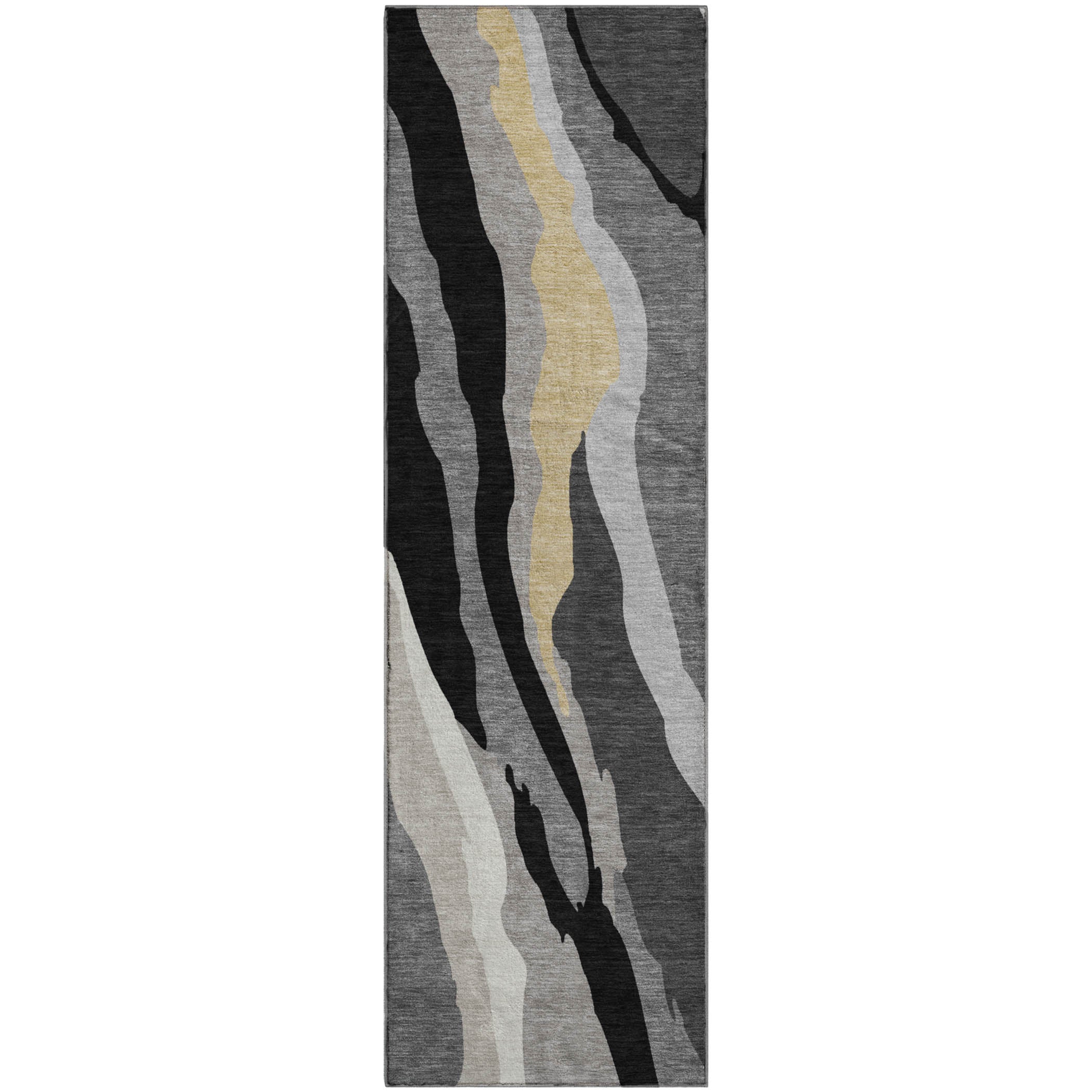 Baku Machine Washable Transitional Black Rug 2'3" x 7'6" #shape_Runner