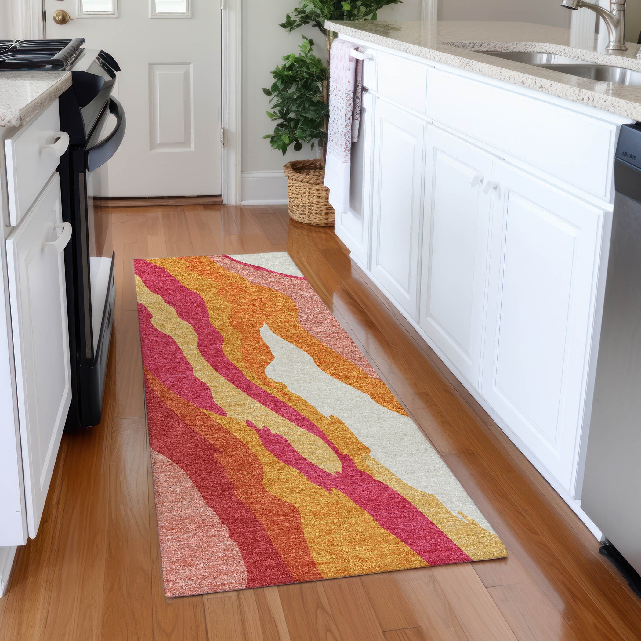 Baku Machine Washable Transitional Blush Pink Rug 2'3" x 7'6" #shape_Runner
