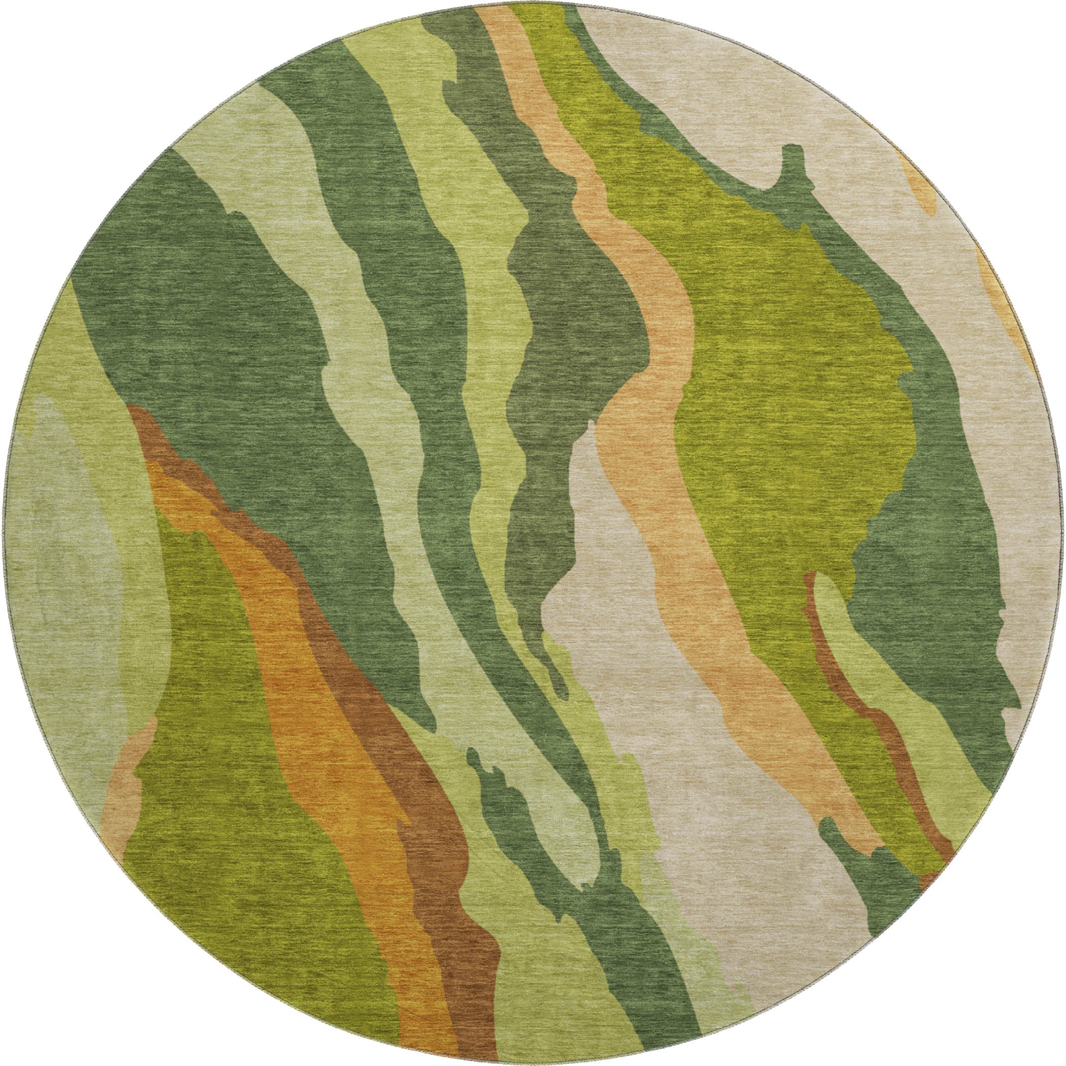 Baku Machine Washable Transitional Green Rug 8' x 8' #shape_Round