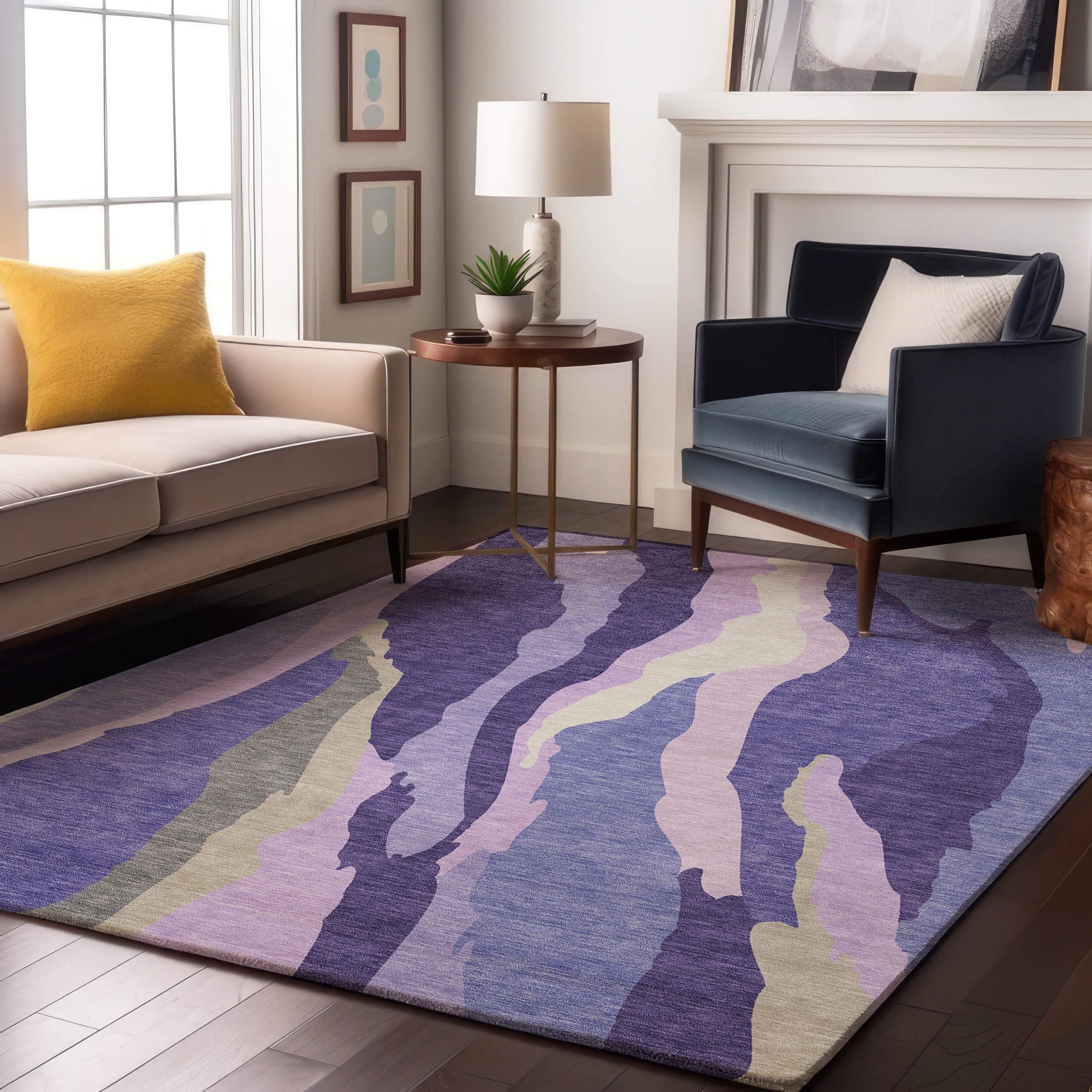 Baku Machine Washable Transitional Purple Rug 2'6" x 3'10" #shape_Rectangle