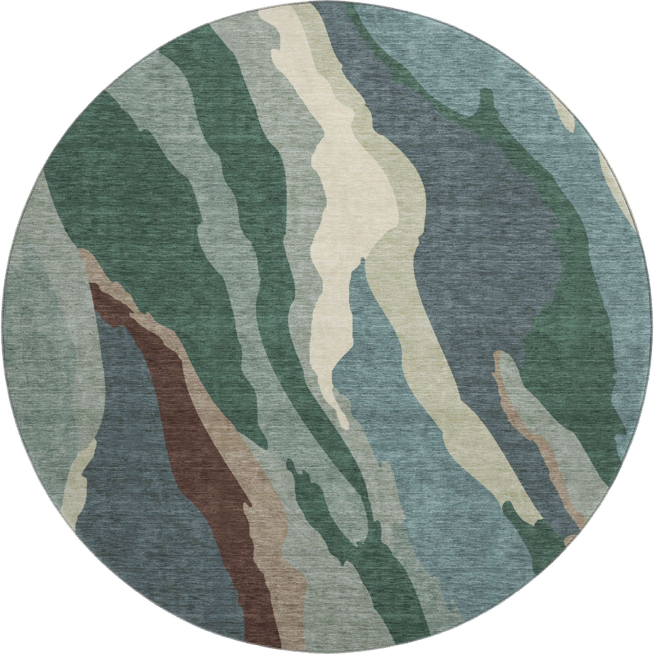 Baku Machine Washable Transitional Sage Green Rug 8' x 8' #shape_Round