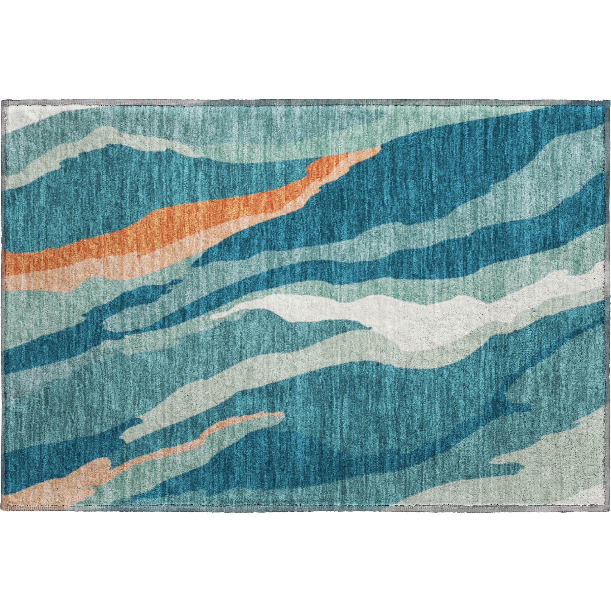 Baku Machine Washable Transitional Teal Rug 1'8" x 2'6" #shape_Rectangle