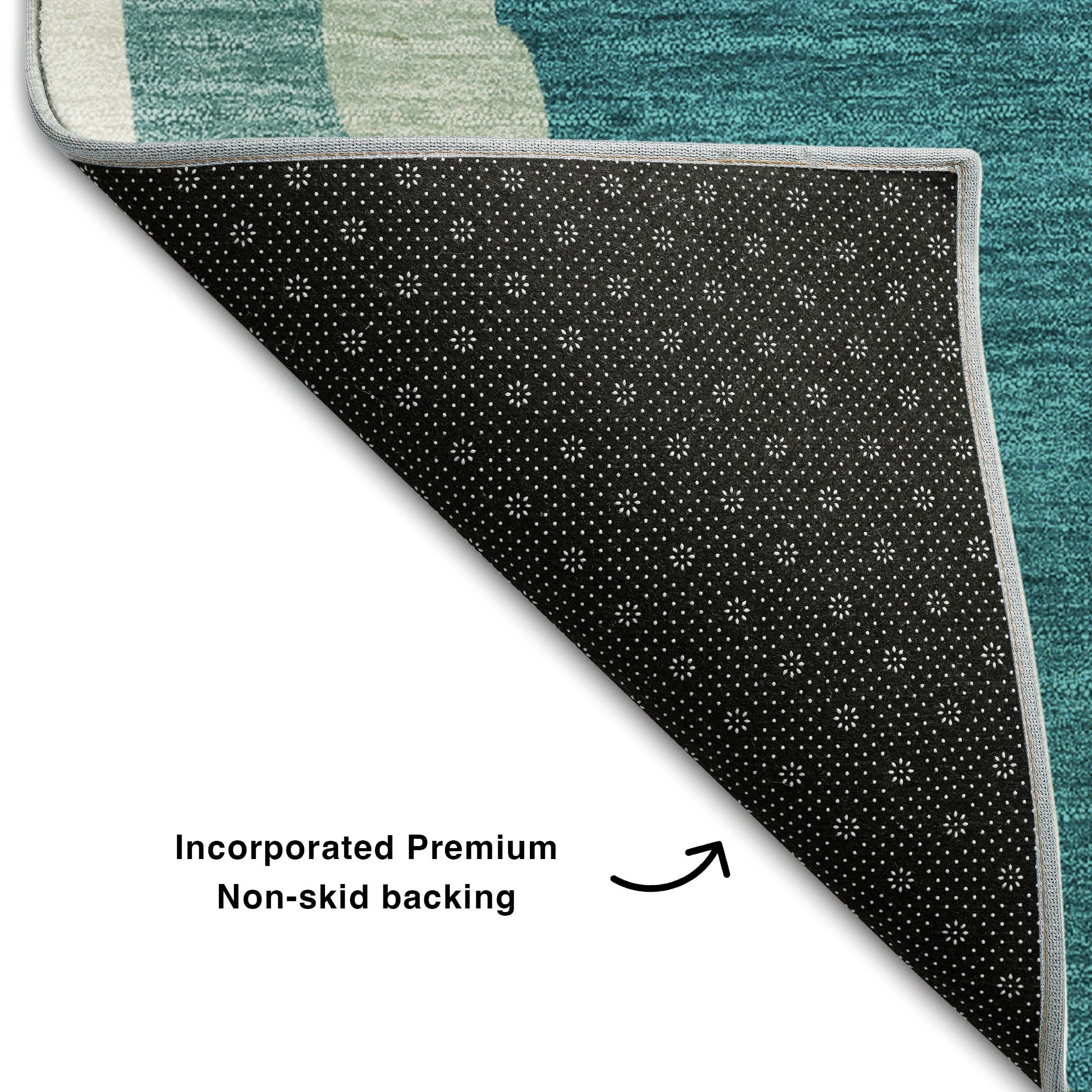 Baku Machine Washable Transitional Teal Rug 1'8" x 2'6" #shape_Rectangle