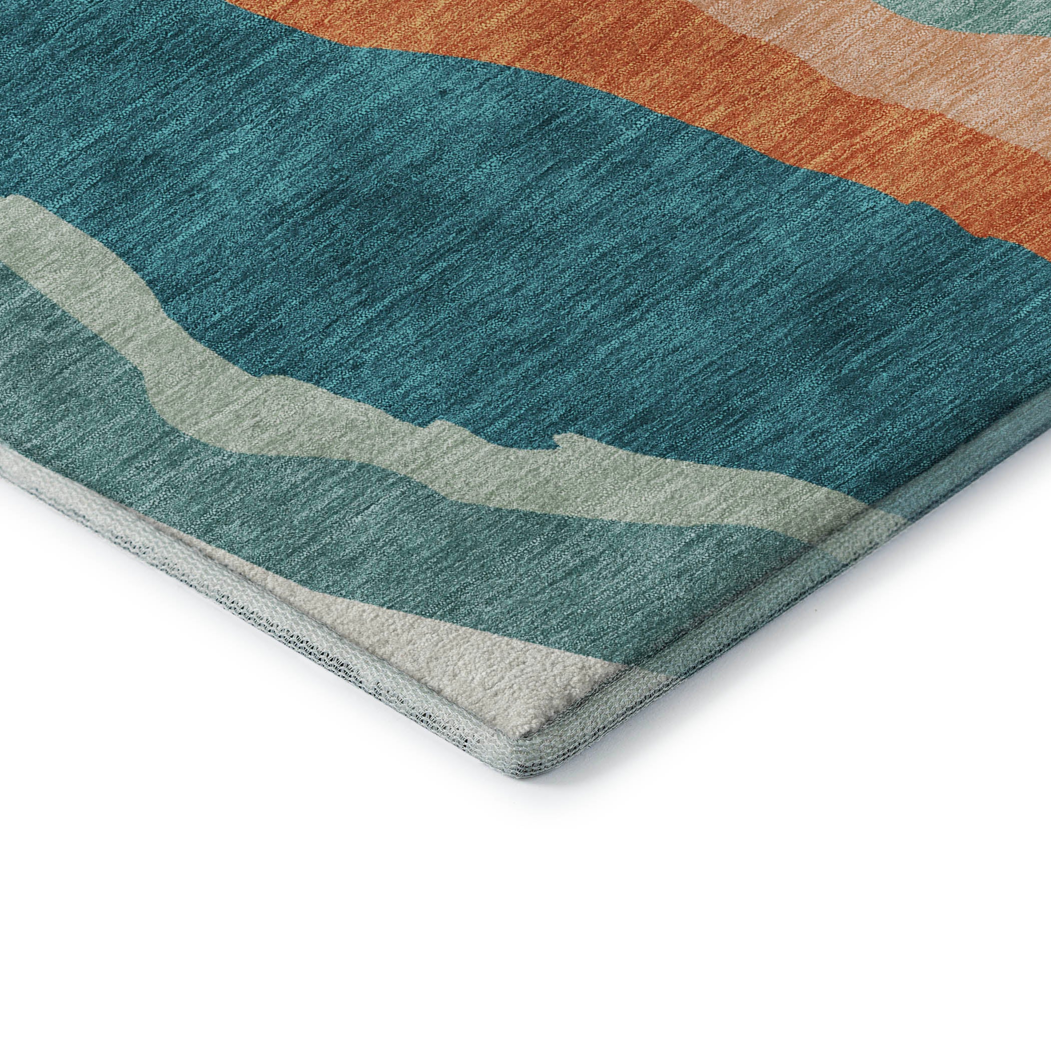 Baku Machine Washable Transitional Teal Rug 1'8" x 2'6" #shape_Rectangle