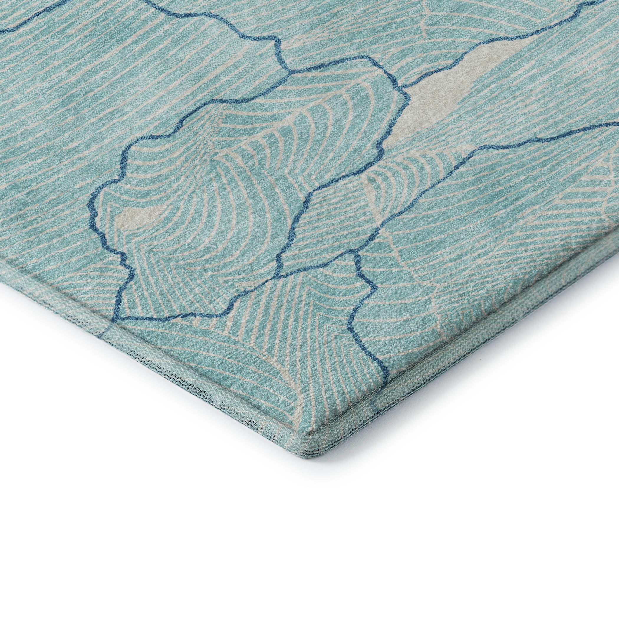 Seville Machine Washable Transitional Aqua Teal Rug 1'8" x 2'6" #shape_Rectangle