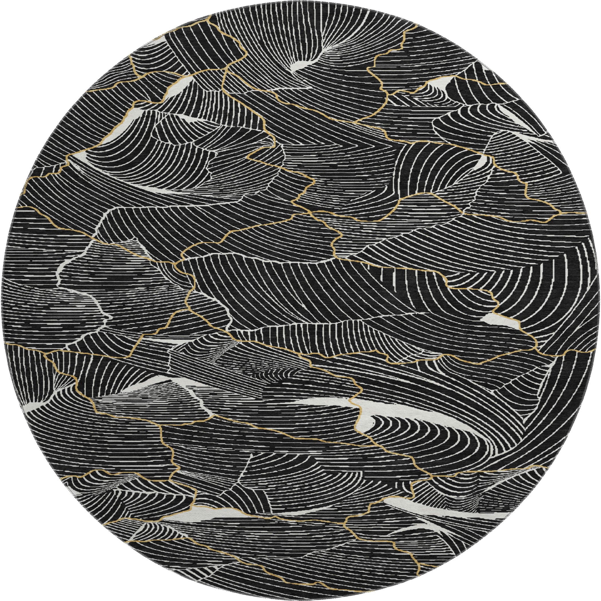 Seville Machine Washable Transitional Black Rug 8' x 8' #shape_Round