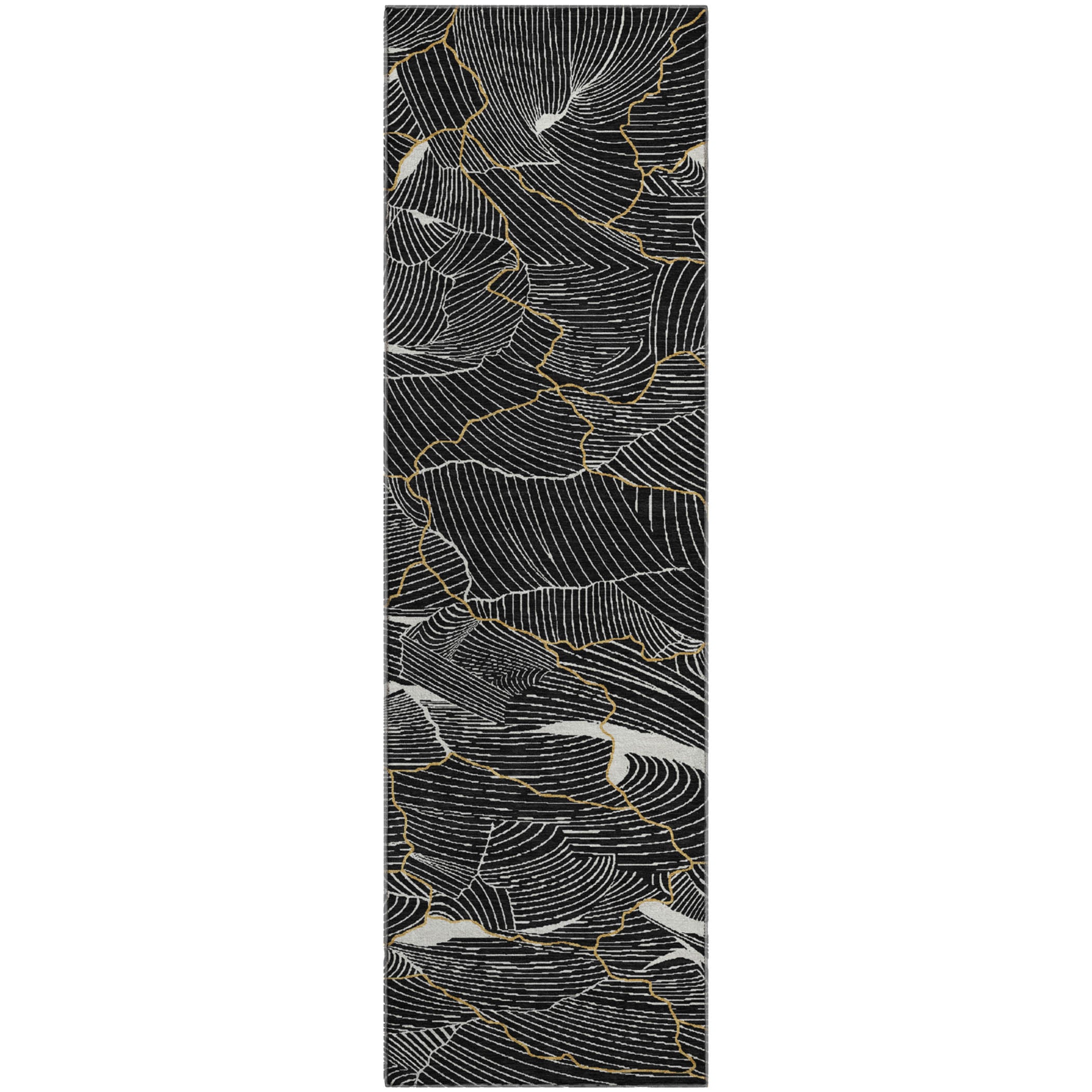 Seville Machine Washable Transitional Black Rug 2'3" x 7'6" #shape_Runner