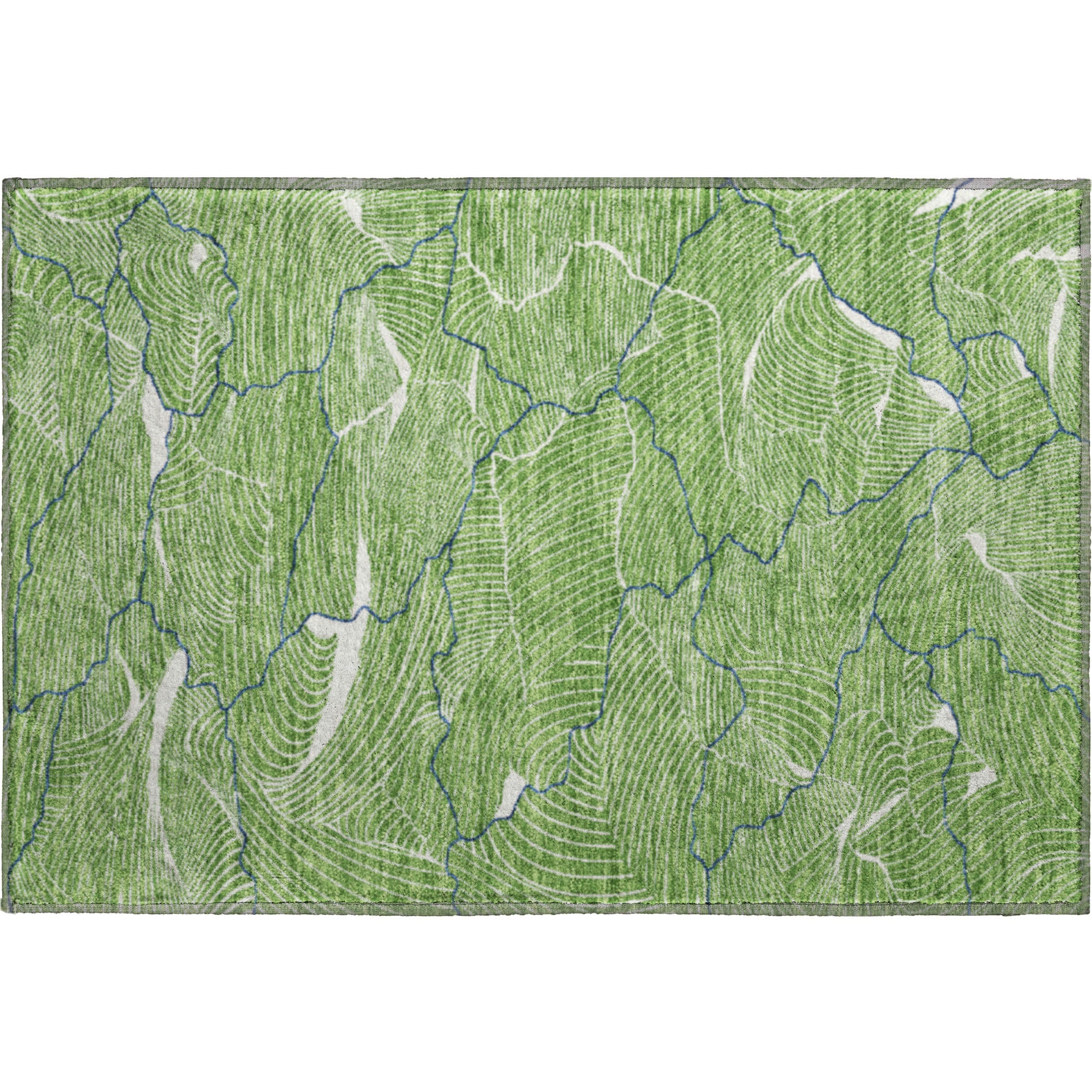 Seville Machine Washable Transitional Green Rug 1'8" x 2'6" #shape_Rectangle