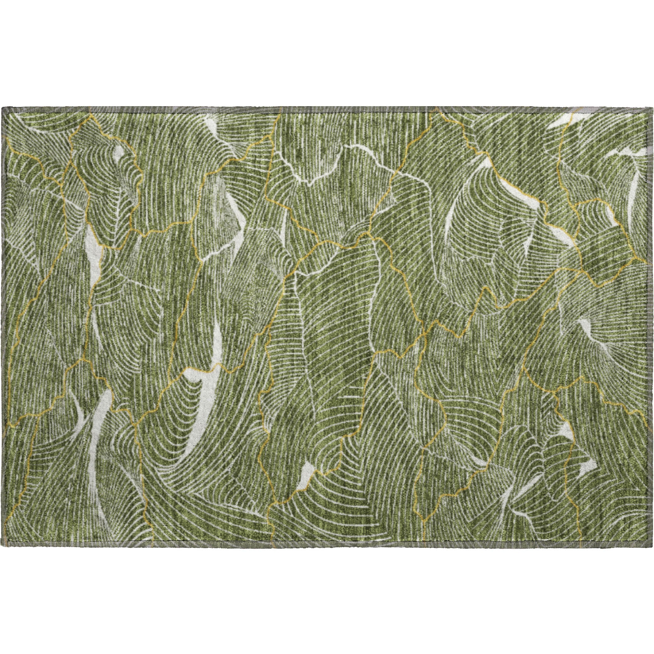 Seville Machine Washable Transitional Olive Green Rug 1'8" x 2'6" #shape_Rectangle