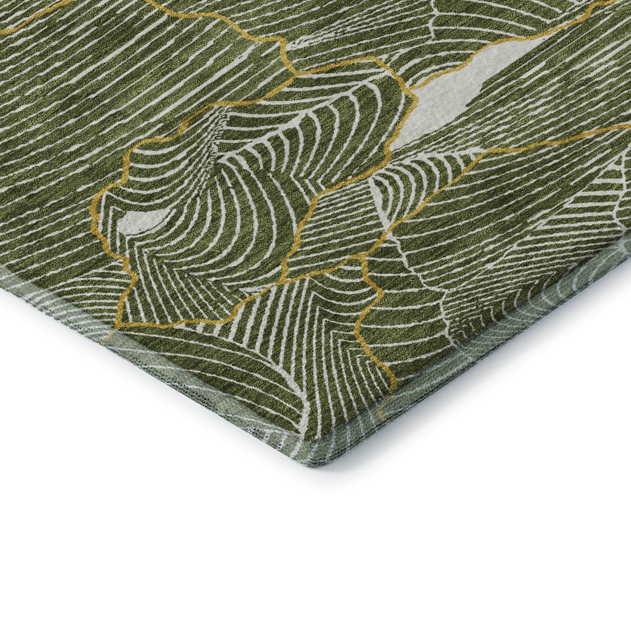Seville Machine Washable Transitional Olive Green Rug 1'8" x 2'6" #shape_Rectangle