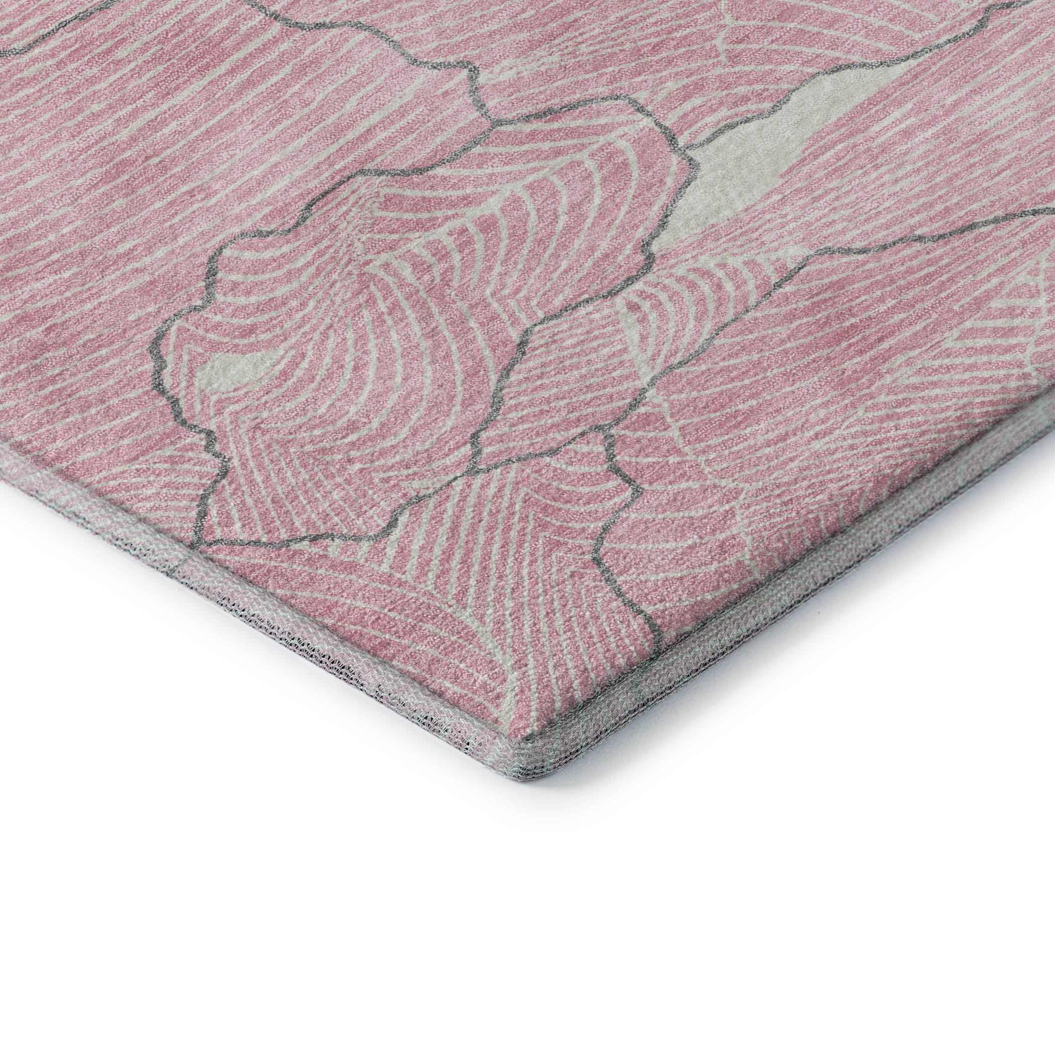 Seville Machine Washable Transitional Pink Rug 1'8" x 2'6" #shape_Rectangle