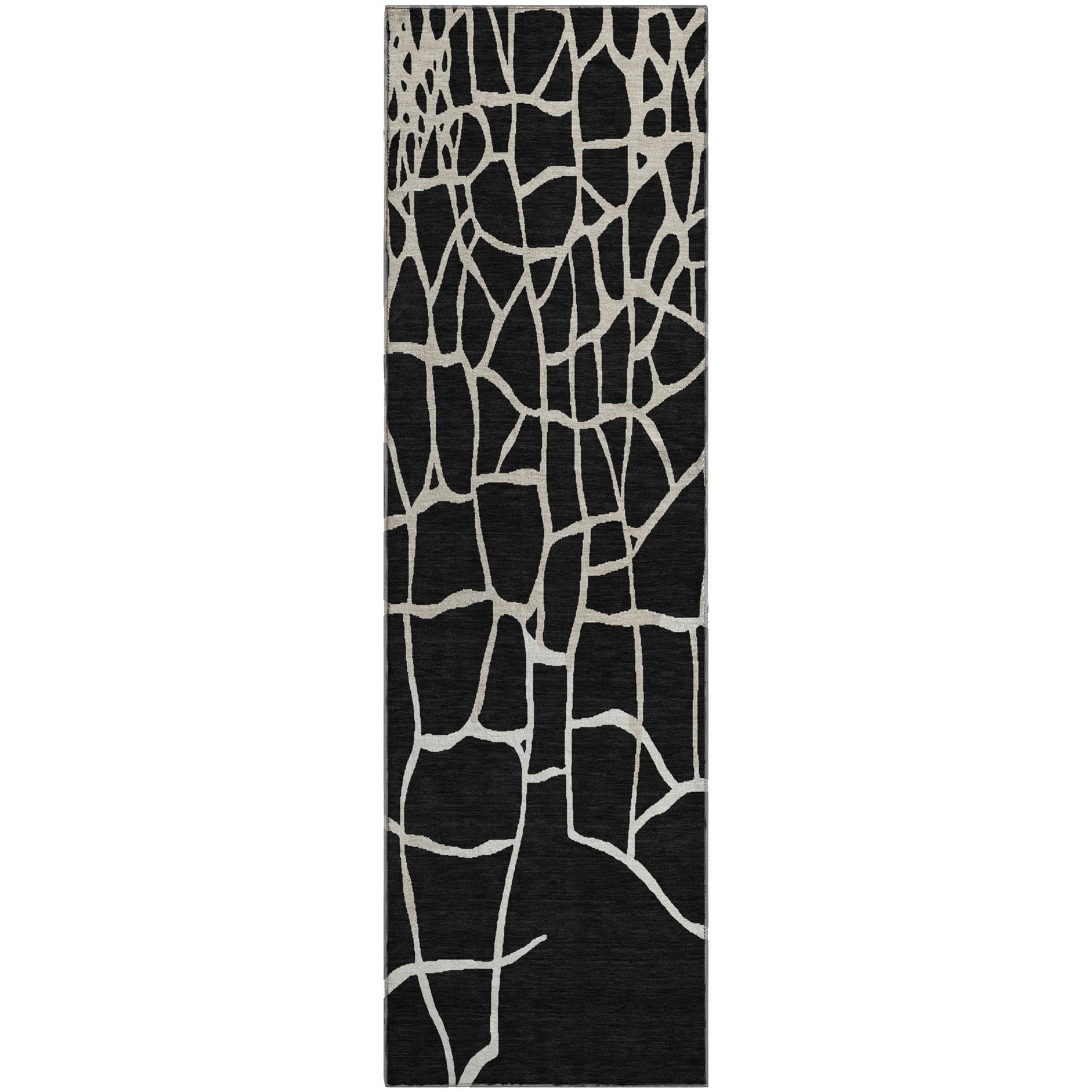 Dubrovnik Machine Washable Transitional Black Rug 2'3" x 7'6" #shape_Runner