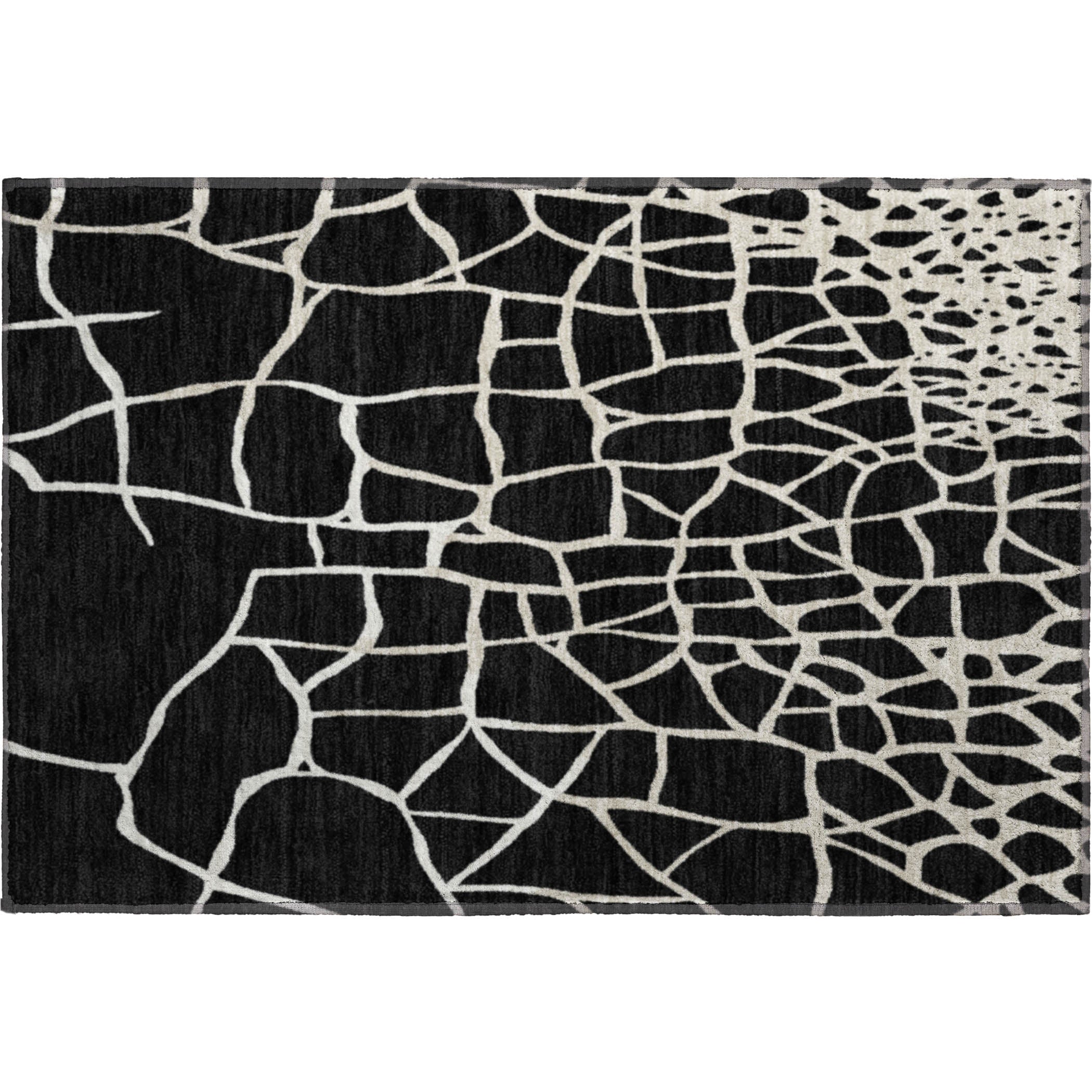 Dubrovnik Machine Washable Transitional Black Rug 1'8" x 2'6" #shape_Rectangle