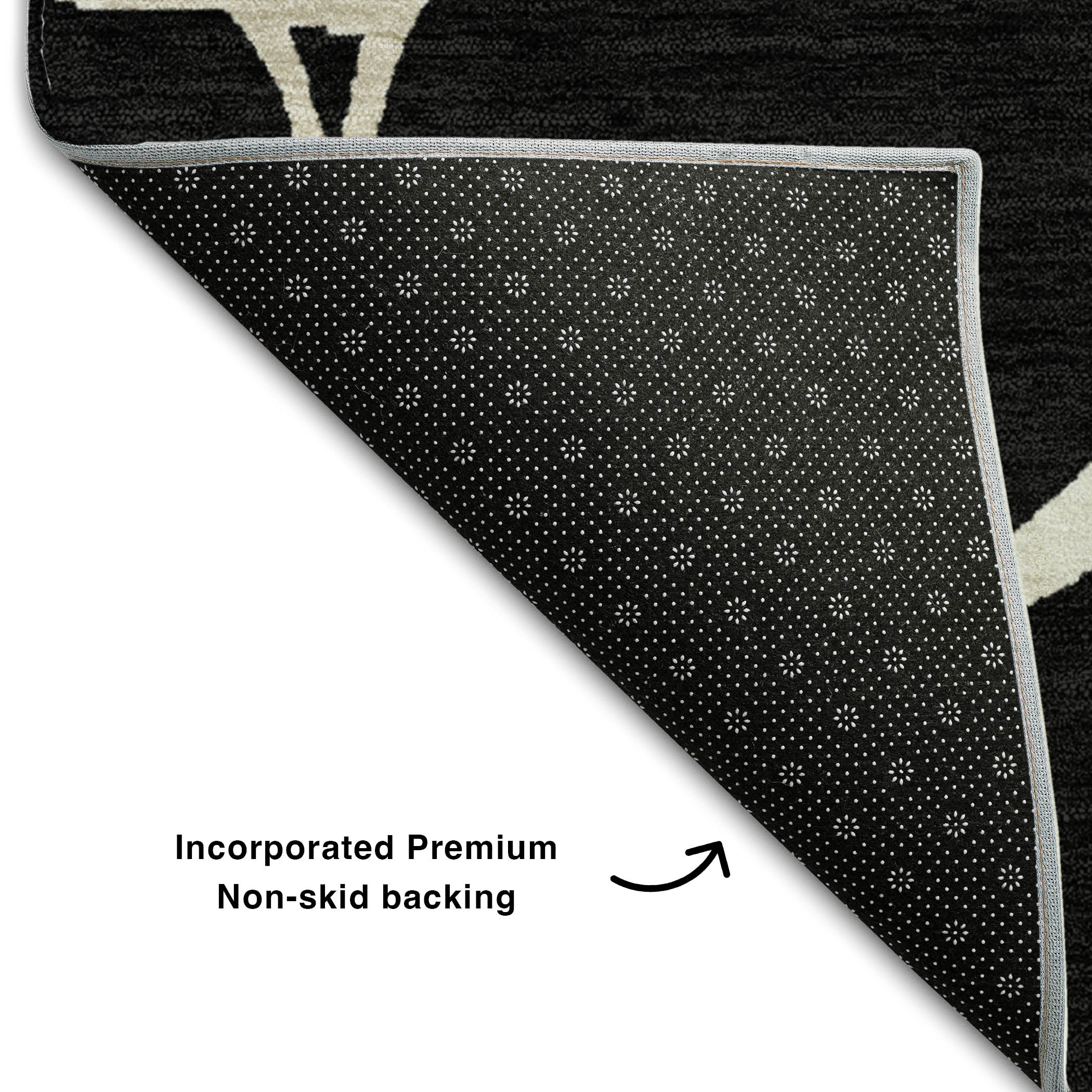 Dubrovnik Machine Washable Transitional Black Rug 1'8" x 2'6" #shape_Rectangle