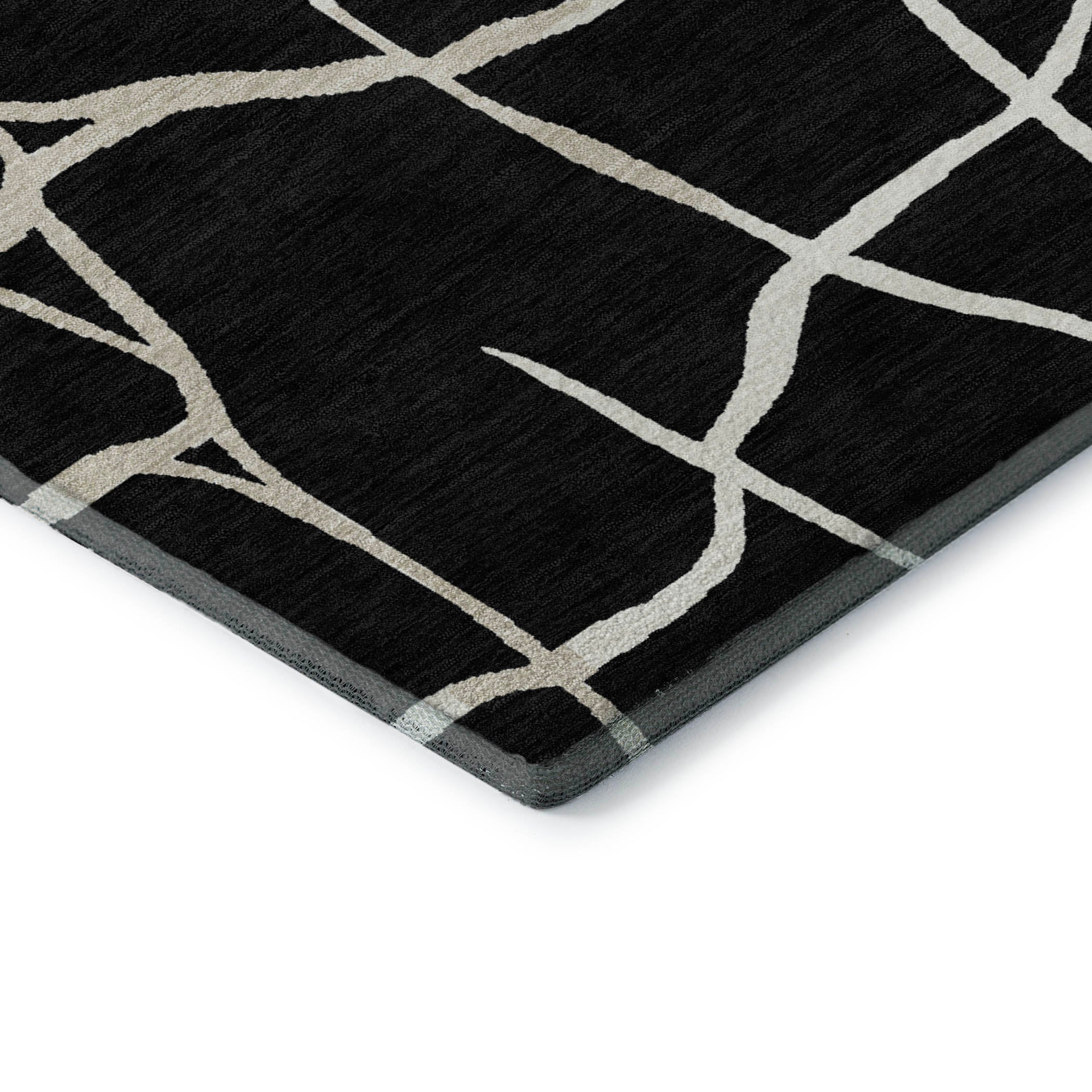 Dubrovnik Machine Washable Transitional Black Rug 1'8" x 2'6" #shape_Rectangle