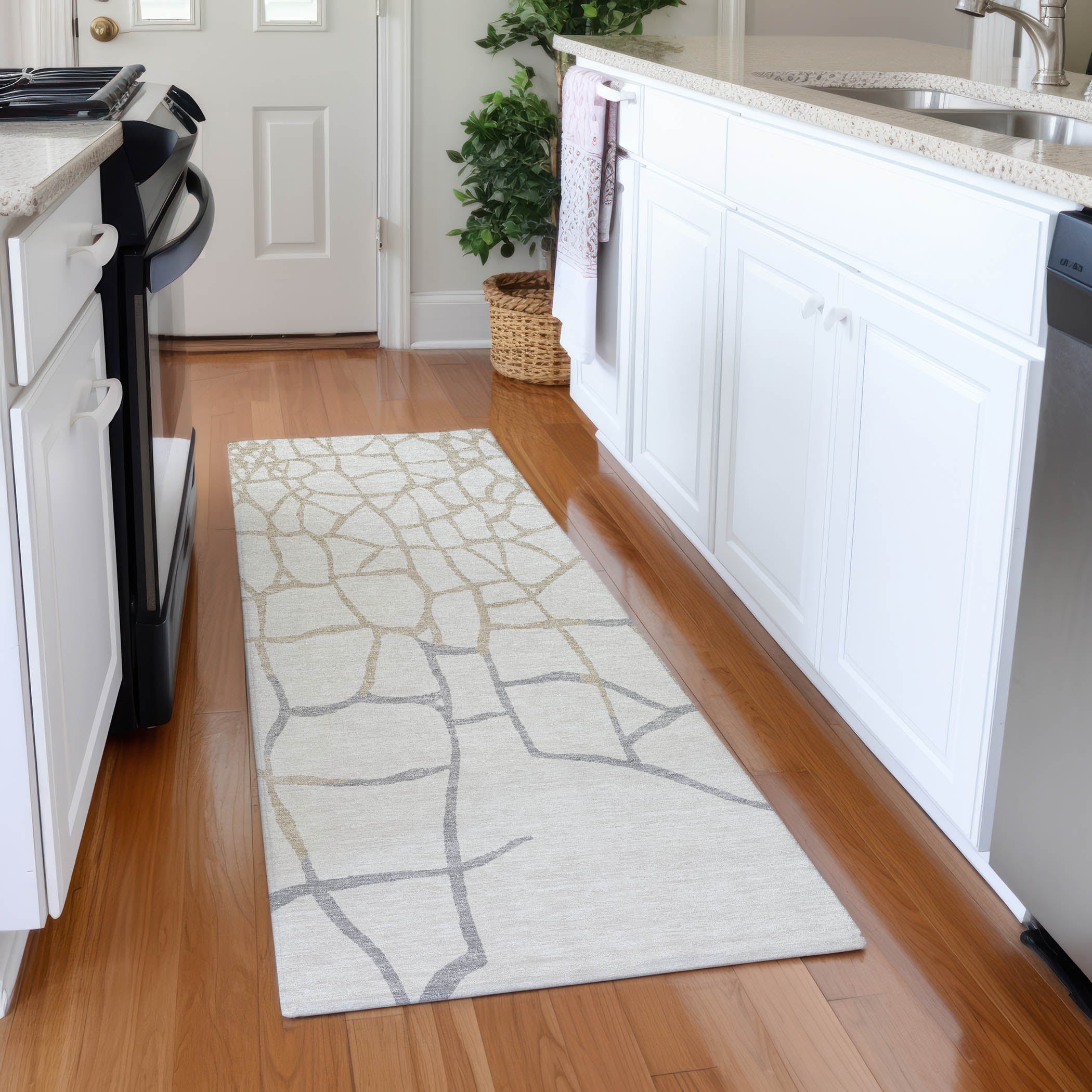 Dubrovnik Machine Washable Transitional Ivory Rug 2'3" x 7'6" #shape_Runner