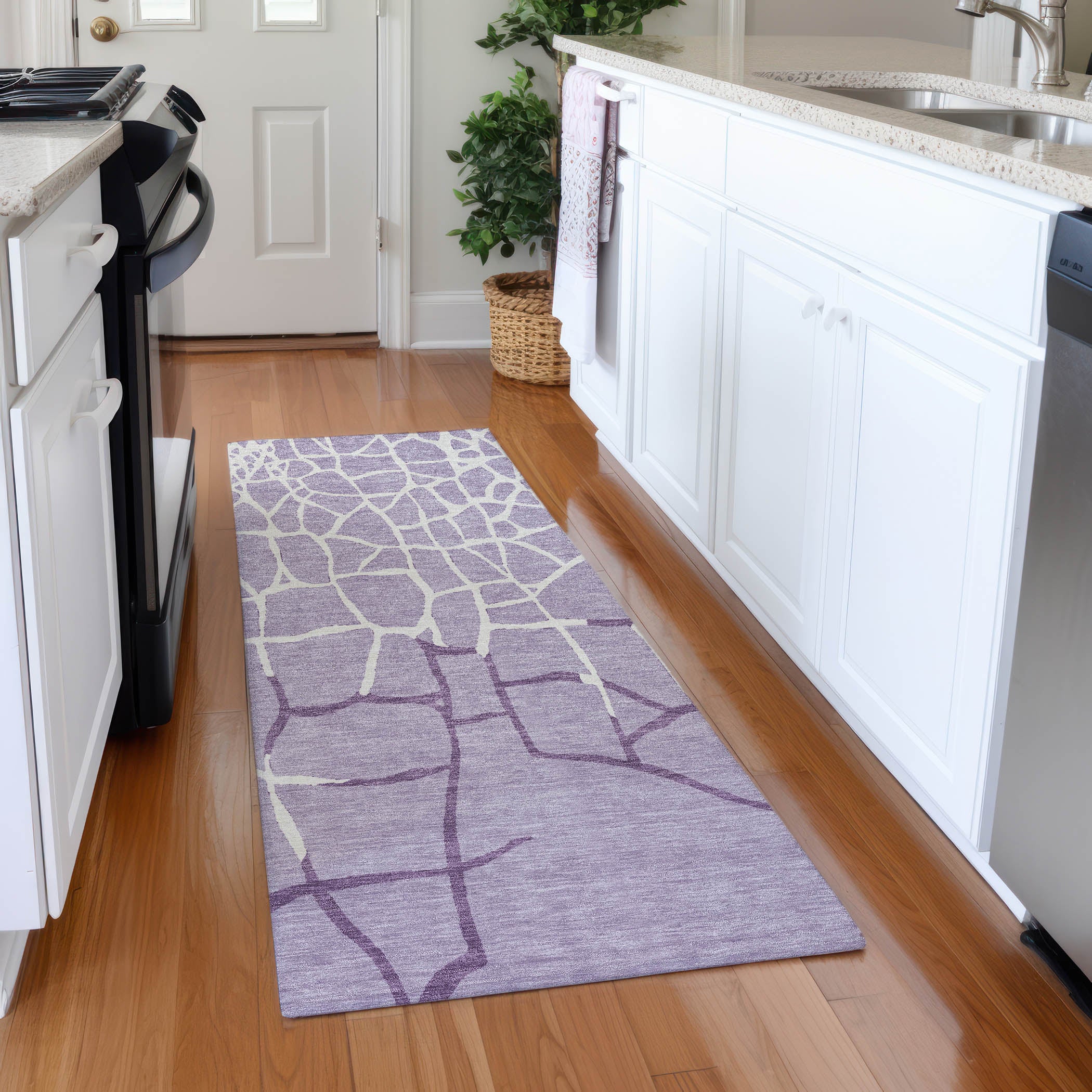 Dubrovnik Machine Washable Transitional Lavender Purple Rug 2'3" x 7'6" #shape_Runner