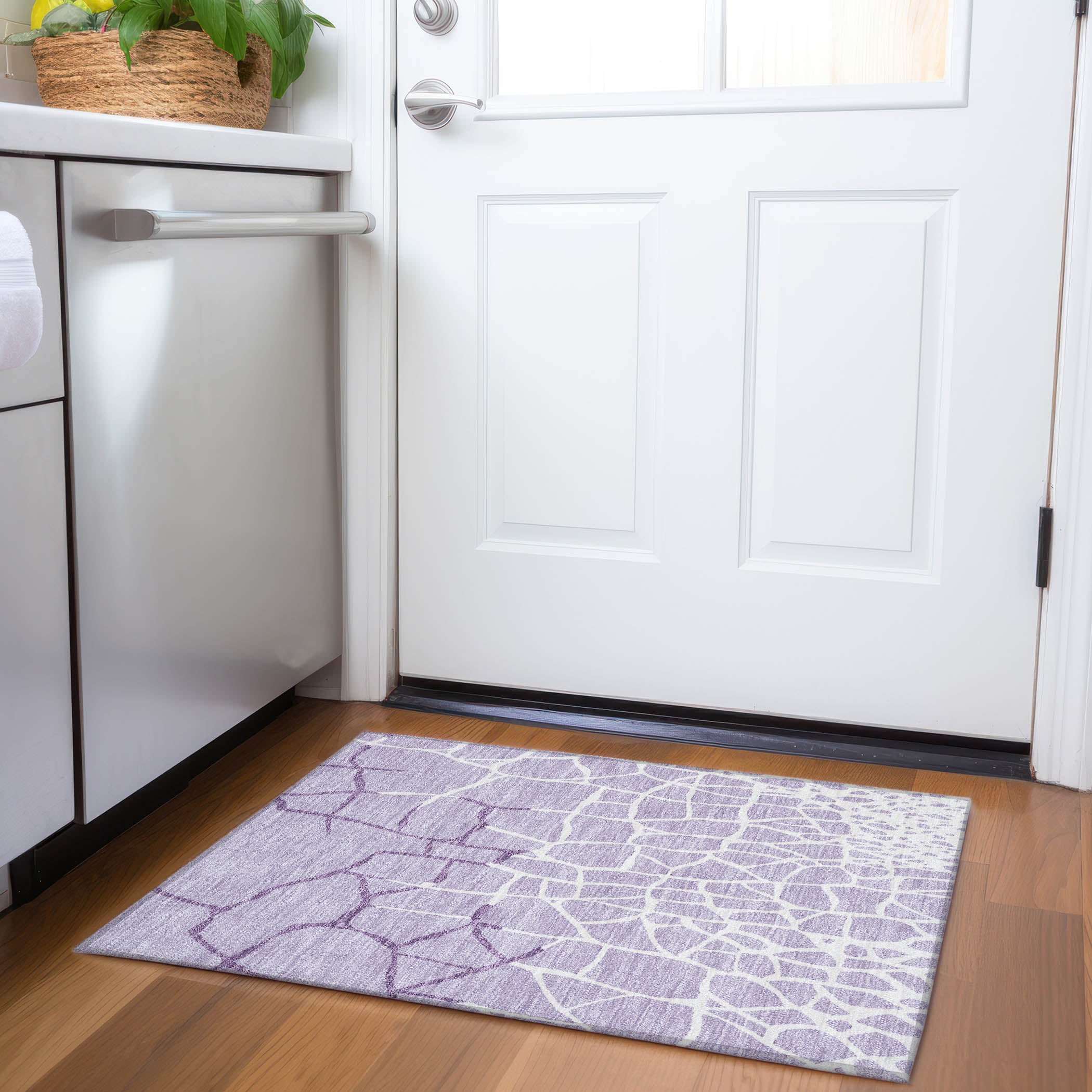 Dubrovnik Machine Washable Transitional Lavender Purple Rug 1'8" x 2'6" #shape_Rectangle