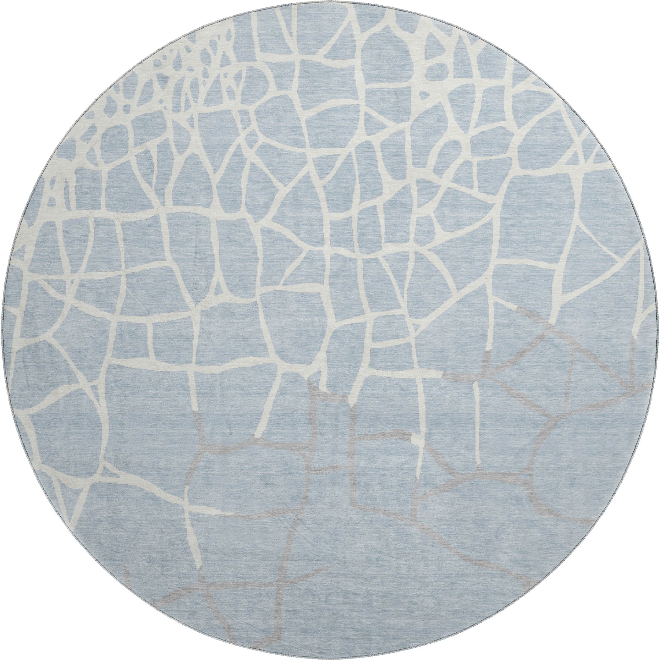 Dubrovnik Machine Washable Transitional Sky Blue Rug 8' x 8' #shape_Round