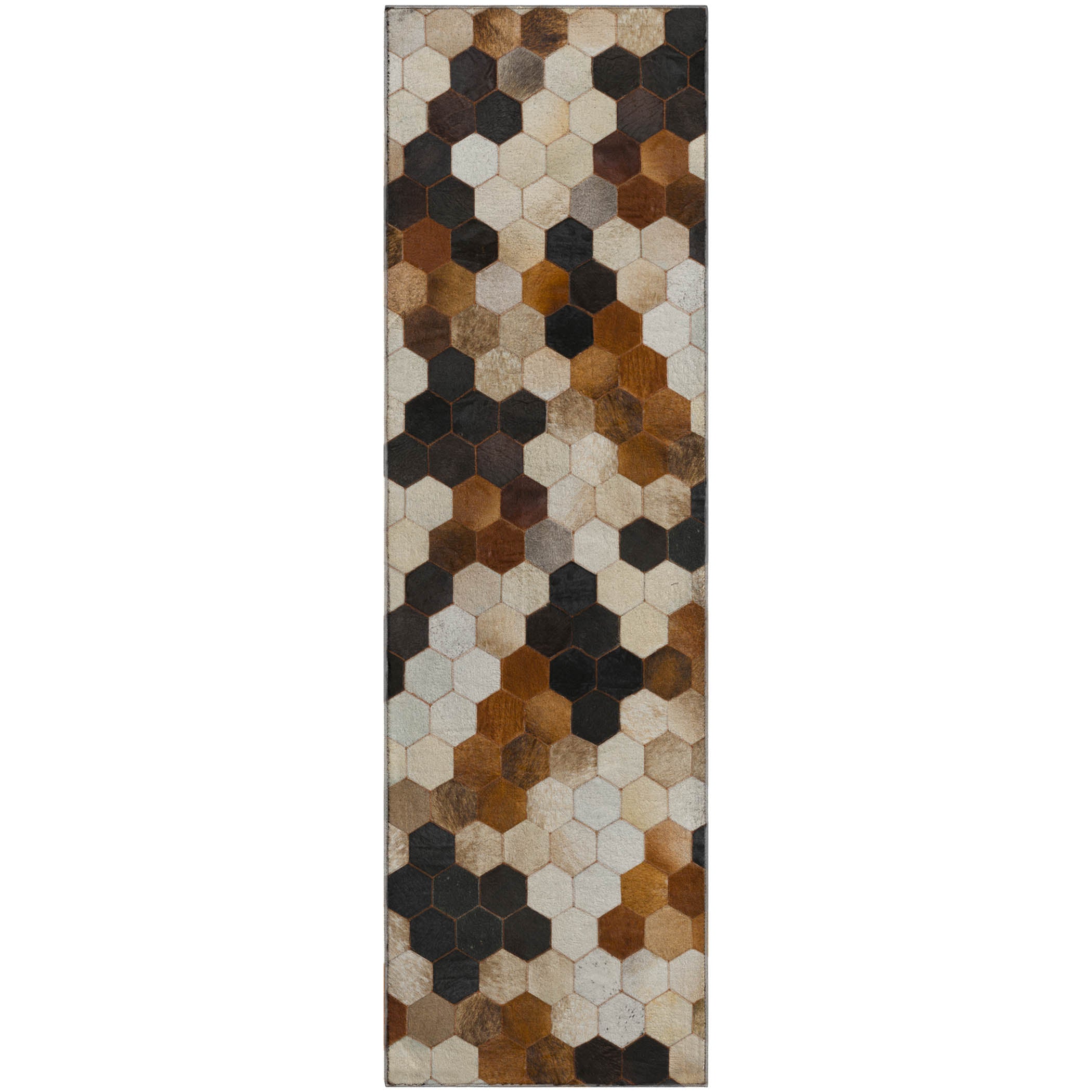 Lima Machine Washable Cowhide Multi Paprika Rug 2'3" x 7'6" #shape_Runner