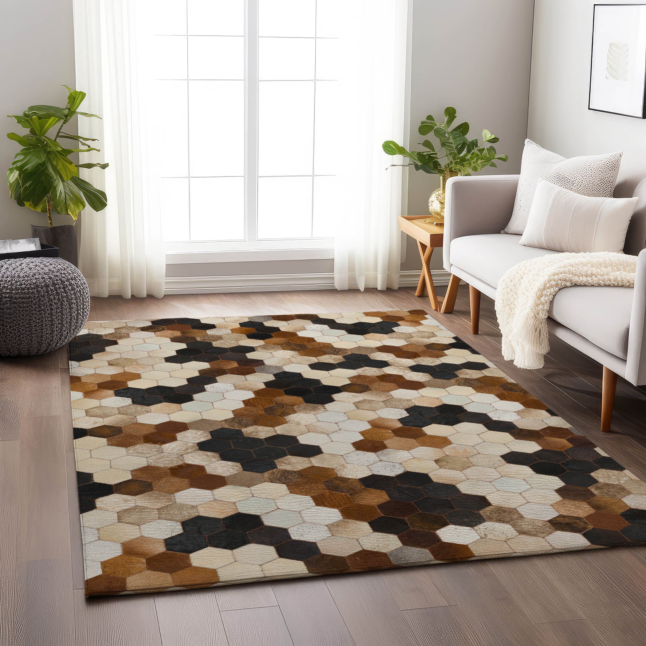 Lima Machine Washable Cowhide Multi Paprika Rug 2'6" x 3'10" #shape_Rectangle