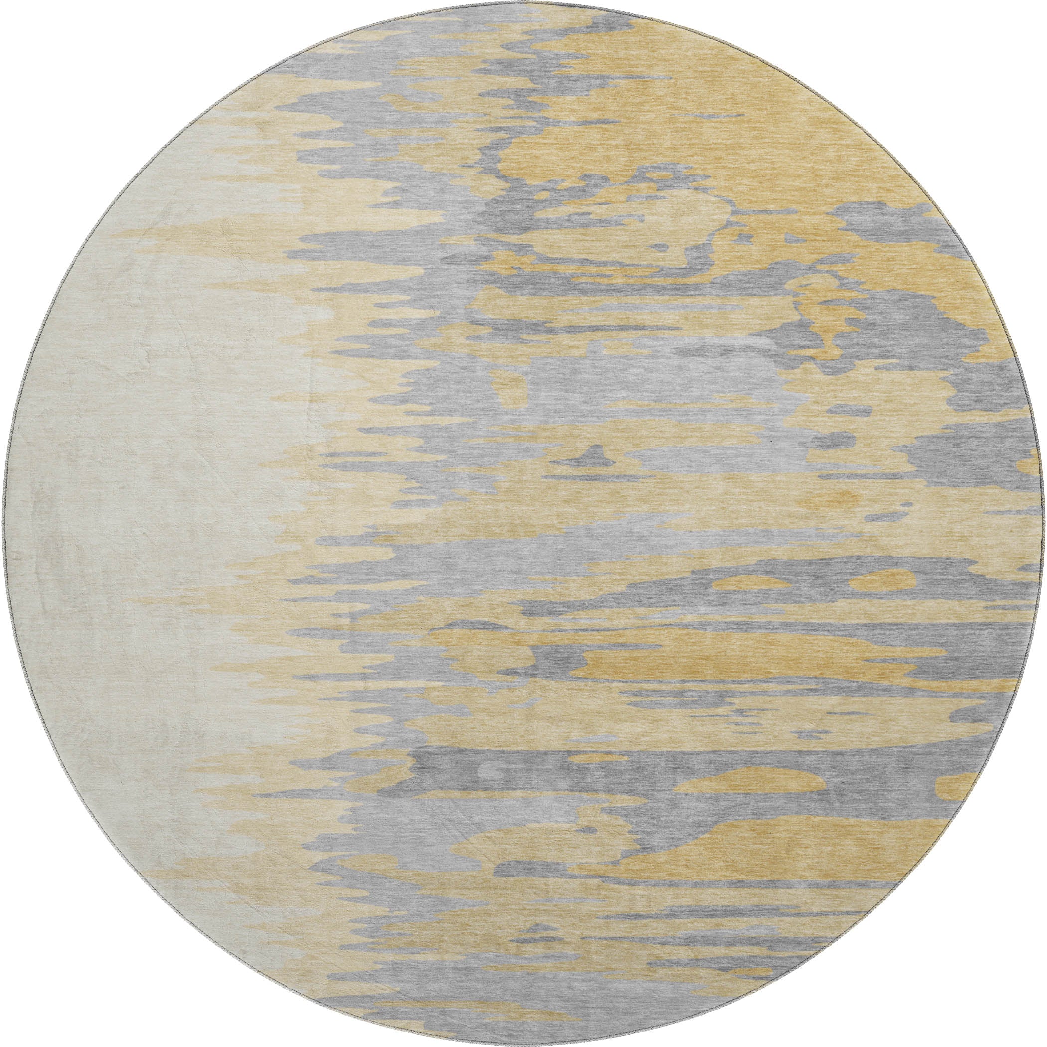 Dubrovnik Machine Washable Transitional Gold Rug 8' x 8' #shape_Round