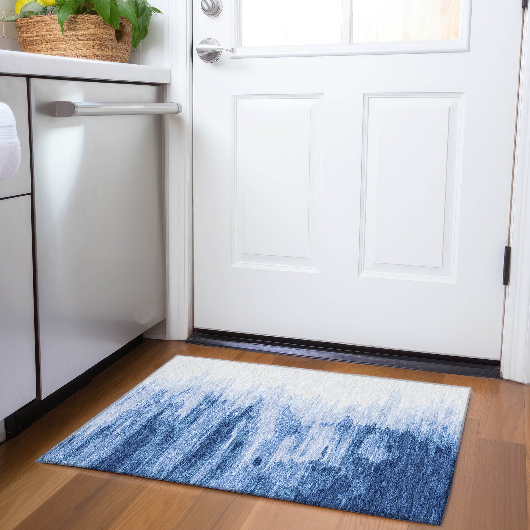 Dubrovnik Machine Washable Transitional Navy Blue Rug 1'8" x 2'6" #shape_Rectangle