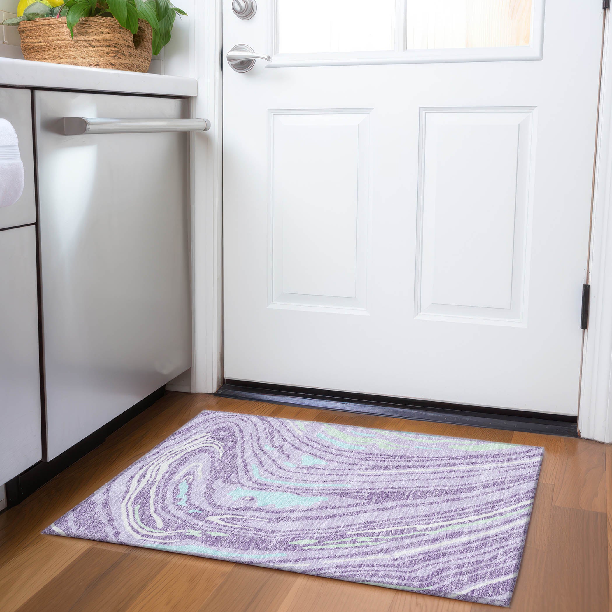 Vienna Machine Washable Transitional Lavender Purple Rug 1'8" x 2'6" #shape_Rectangle