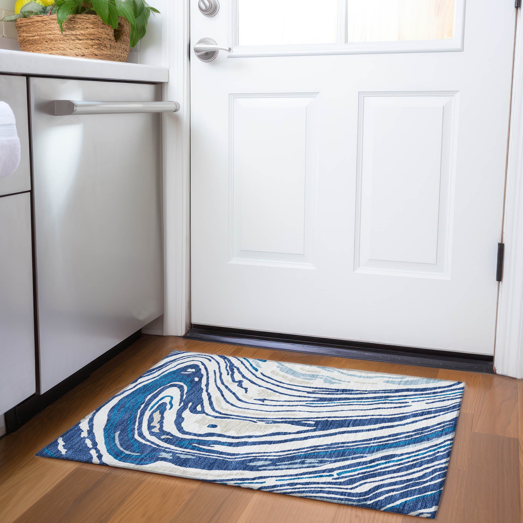 Vienna Machine Washable Transitional Navy Blue Rug 1'8" x 2'6" #shape_Rectangle