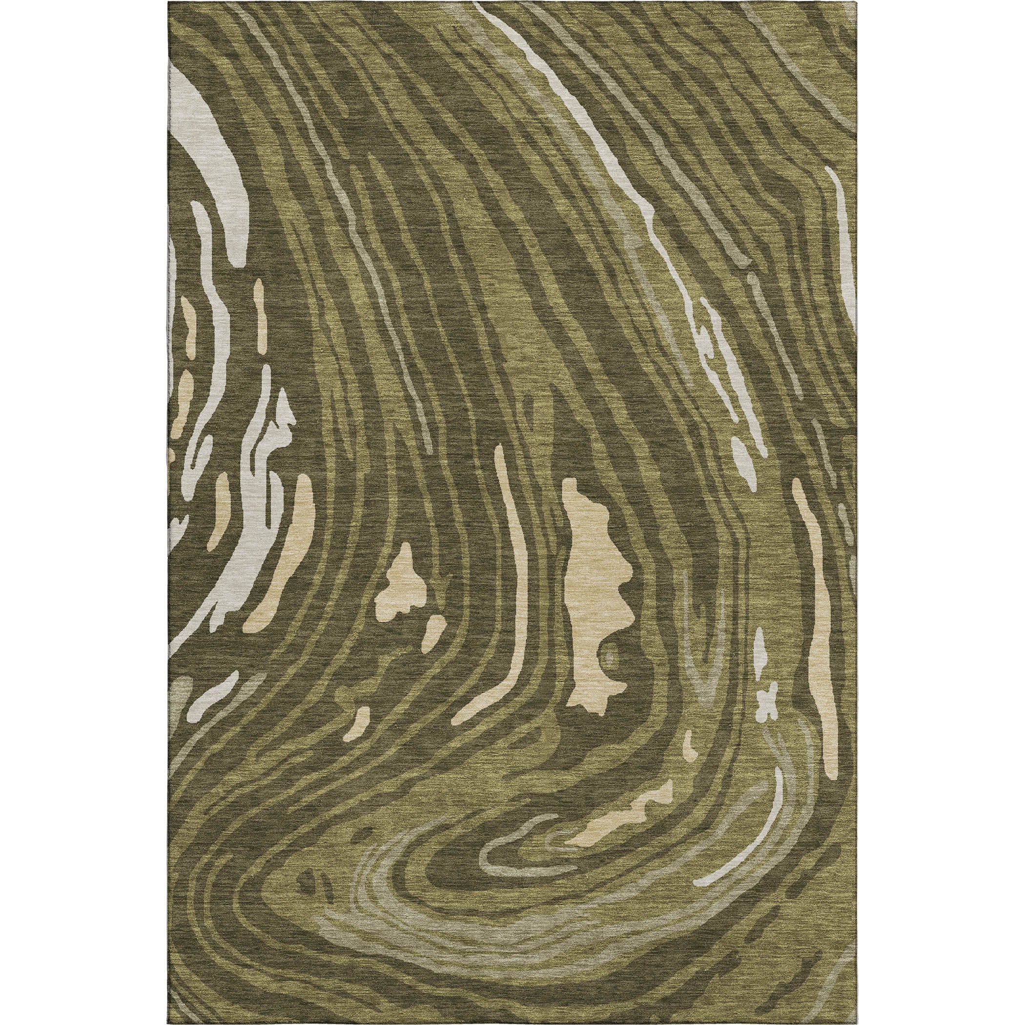 Vienna Machine Washable Transitional Olive Green Rug 2'6" x 3'10" #shape_Rectangle
