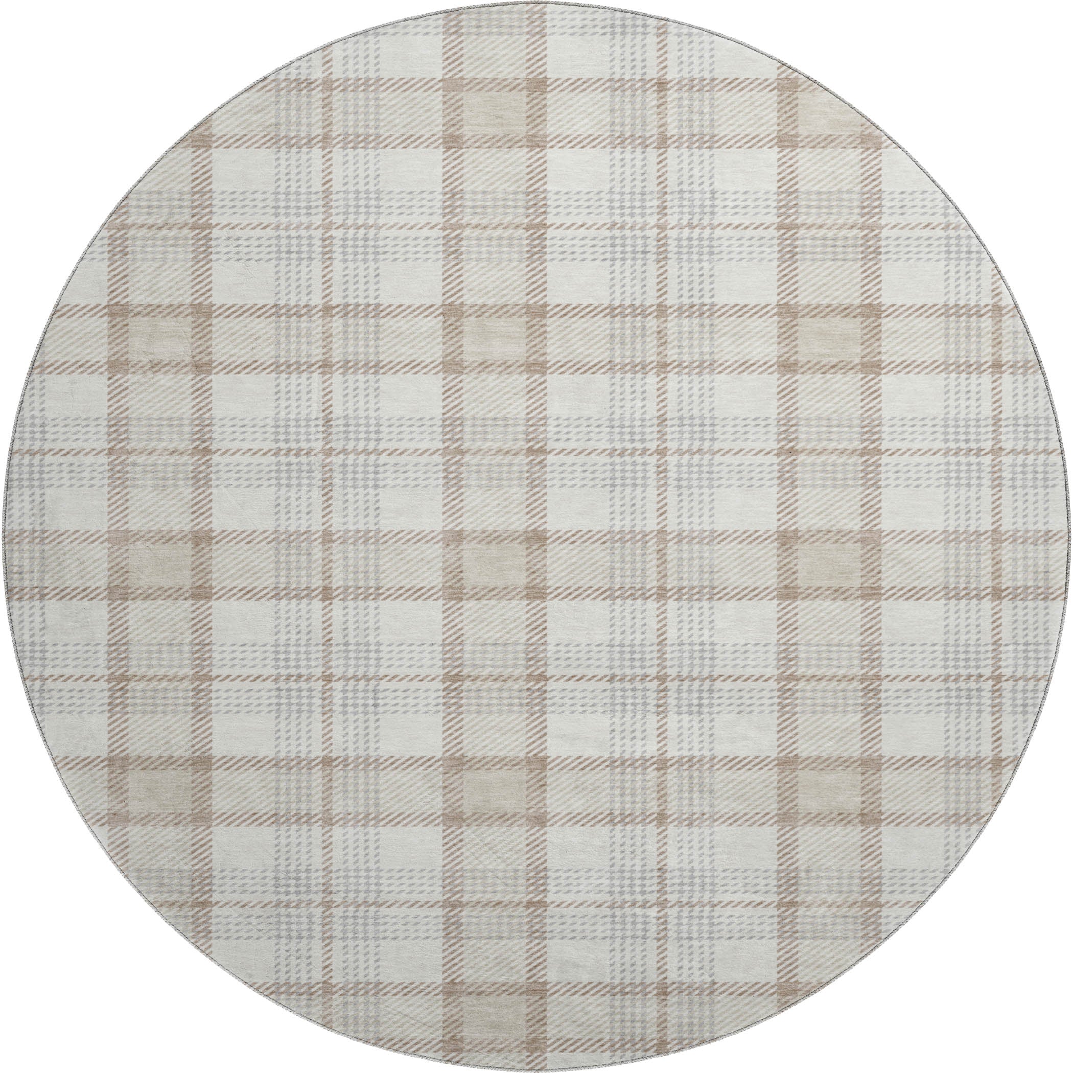 Marrakech Machine Washable Transitional Linen Ivory Rug 8' x 8' #shape_Round