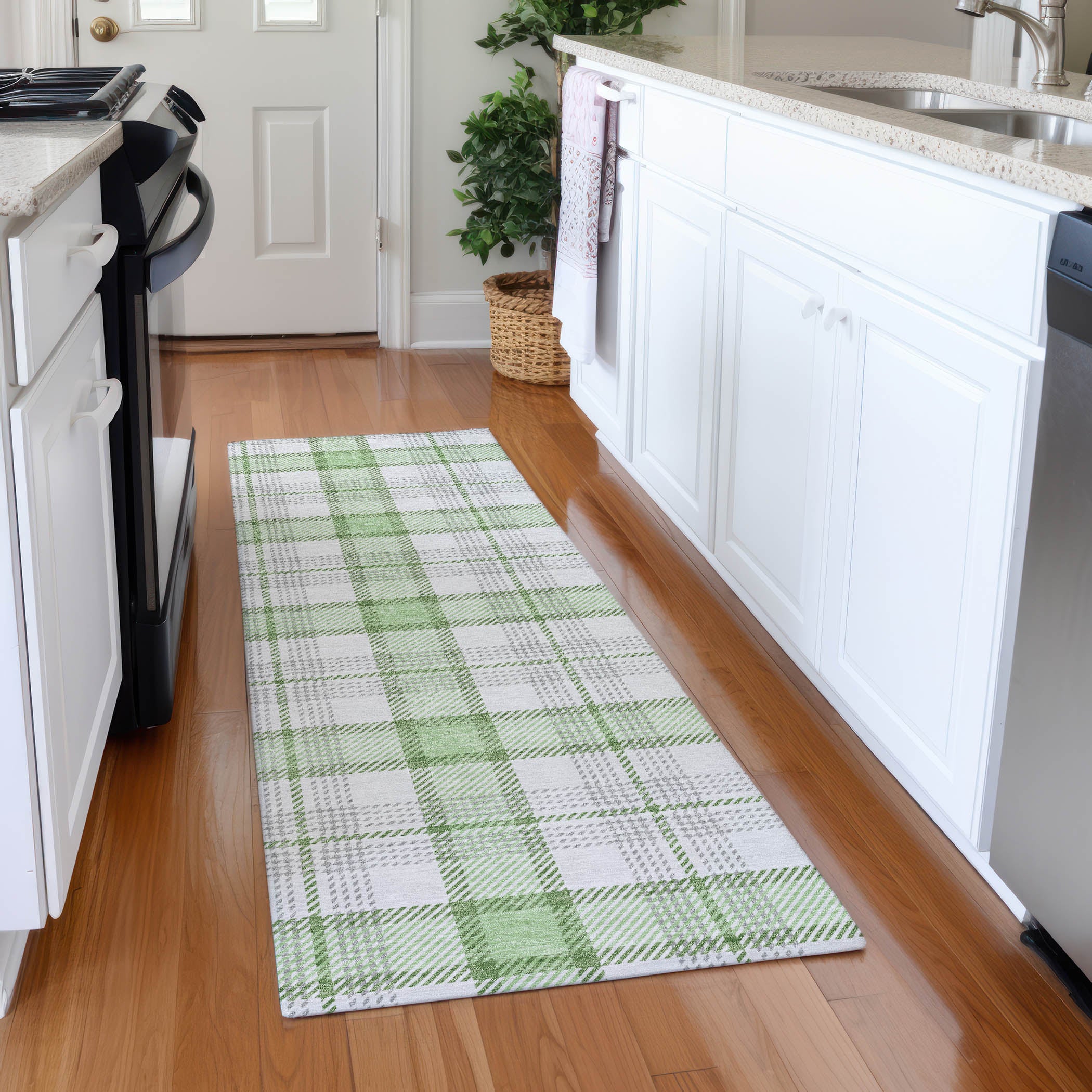 Marrakech Machine Washable Transitional Mint Green Rug 2'3" x 7'6" #shape_Runner
