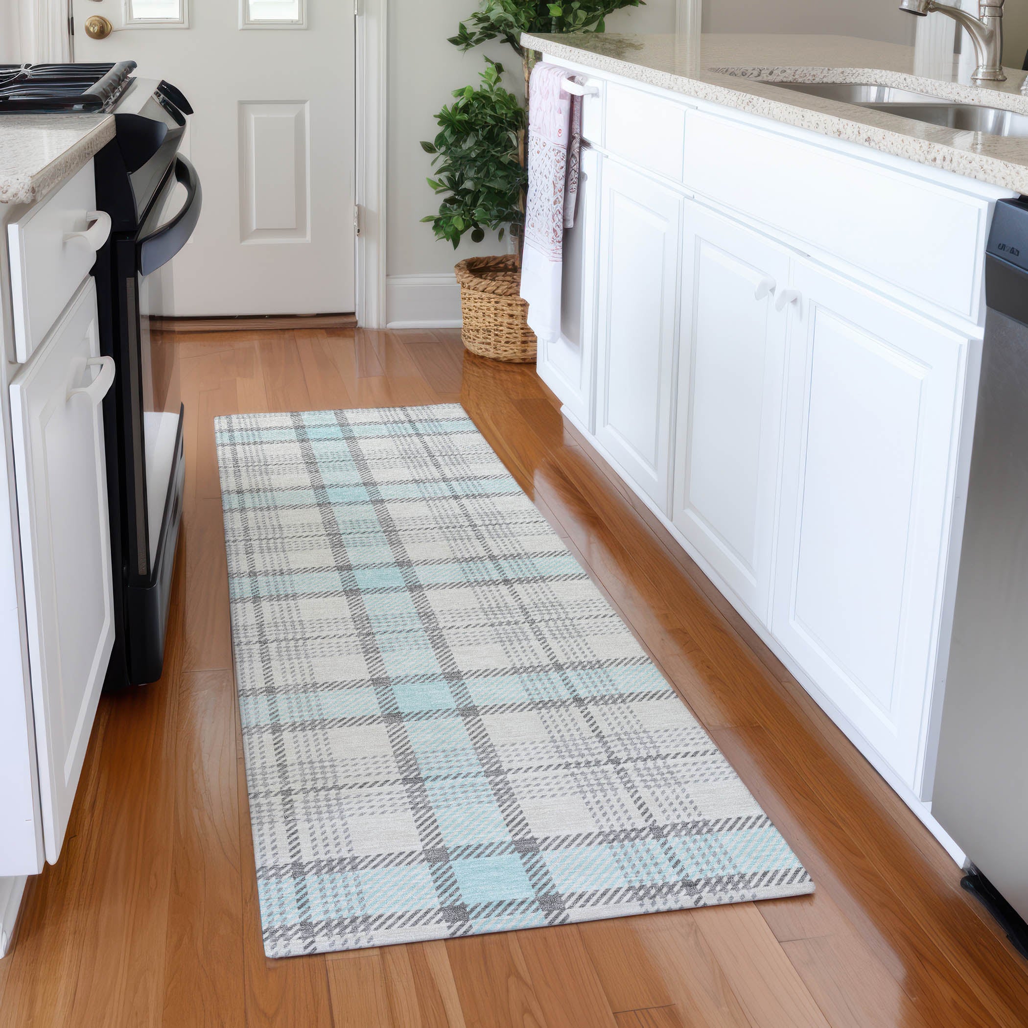 Marrakech Machine Washable Transitional Sky Blue Rug 2'3" x 7'6" #shape_Runner