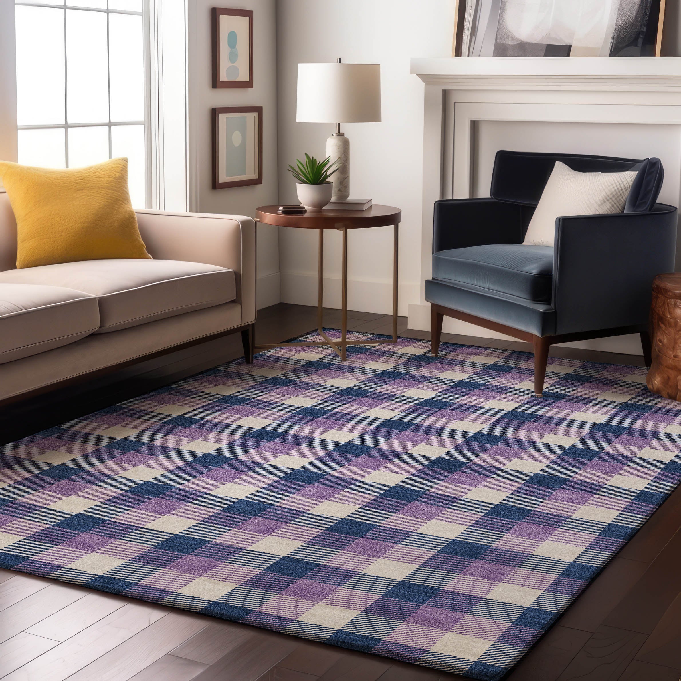 Seoul Machine Washable Transitional Navy Blue Rug 2'6" x 3'10" #shape_Rectangle