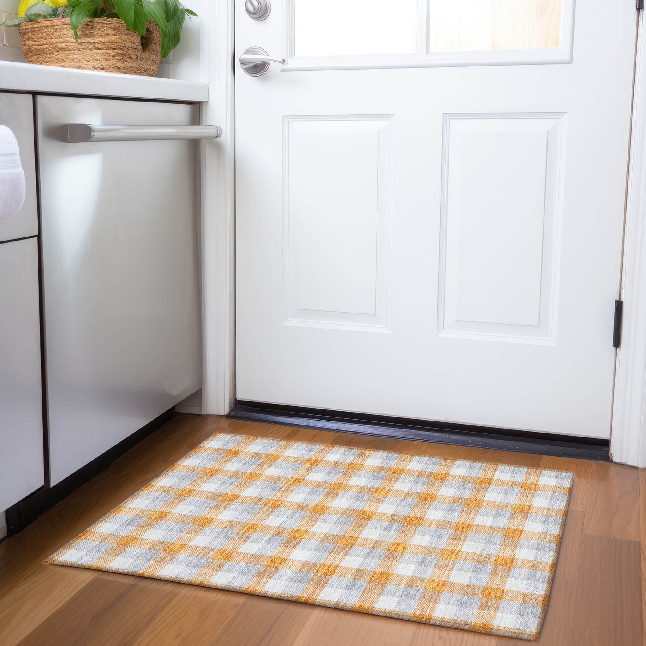 Seoul Machine Washable Transitional Orange Rug 1'8" x 2'6" #shape_Rectangle