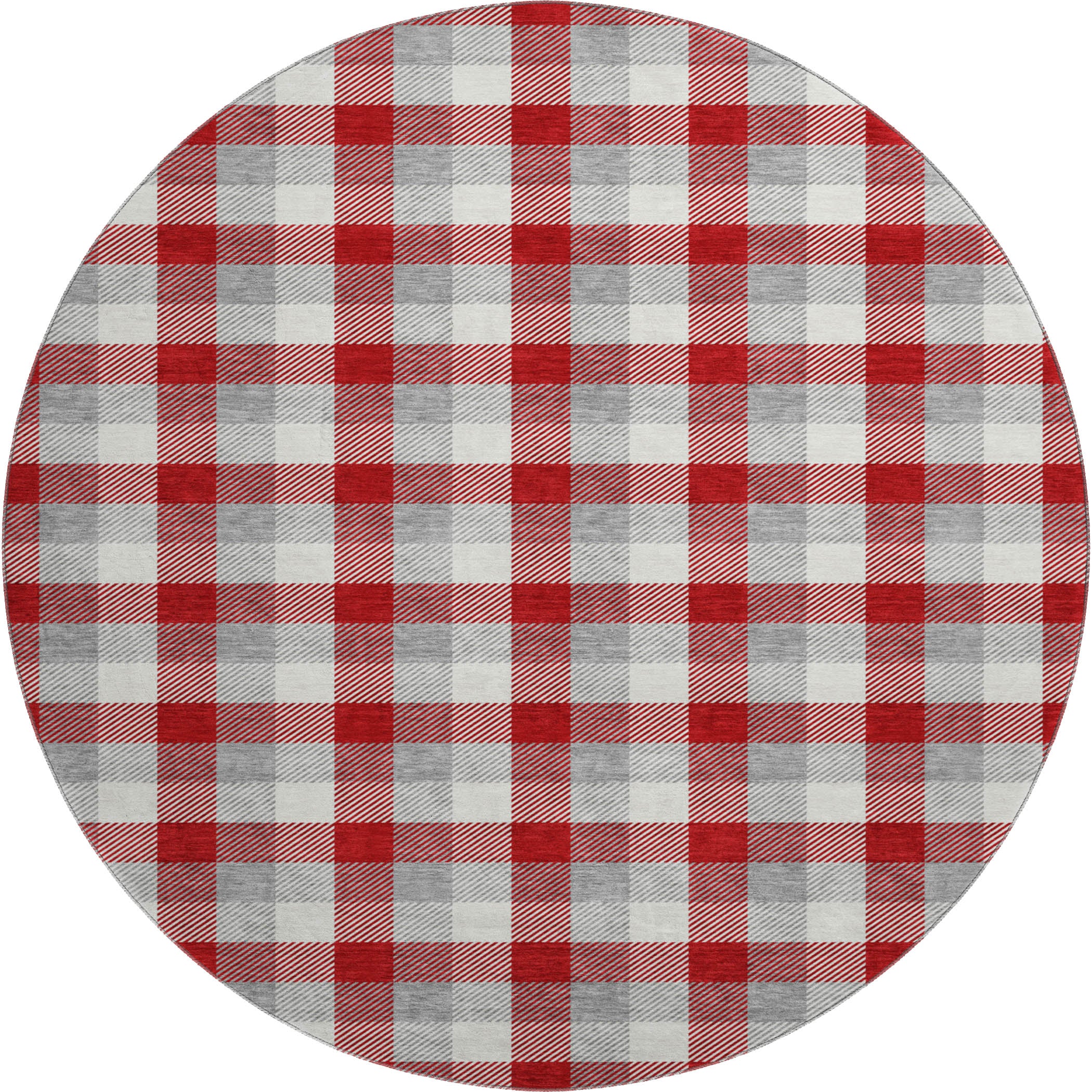Seoul Machine Washable Transitional Red Rug 8' x 8' #shape_Round