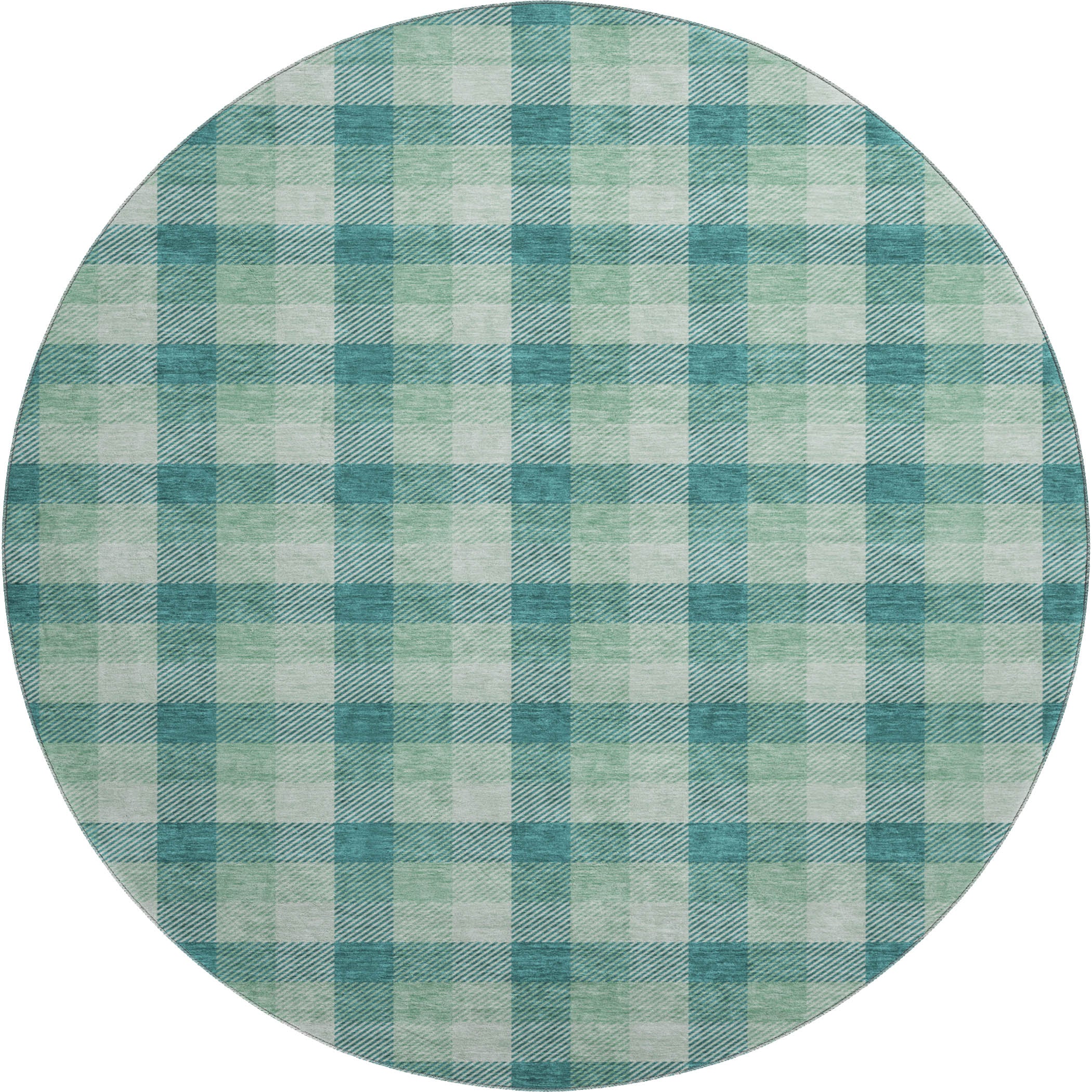 Seoul Machine Washable Transitional Seafoam Blue Rug 8' x 8' #shape_Round