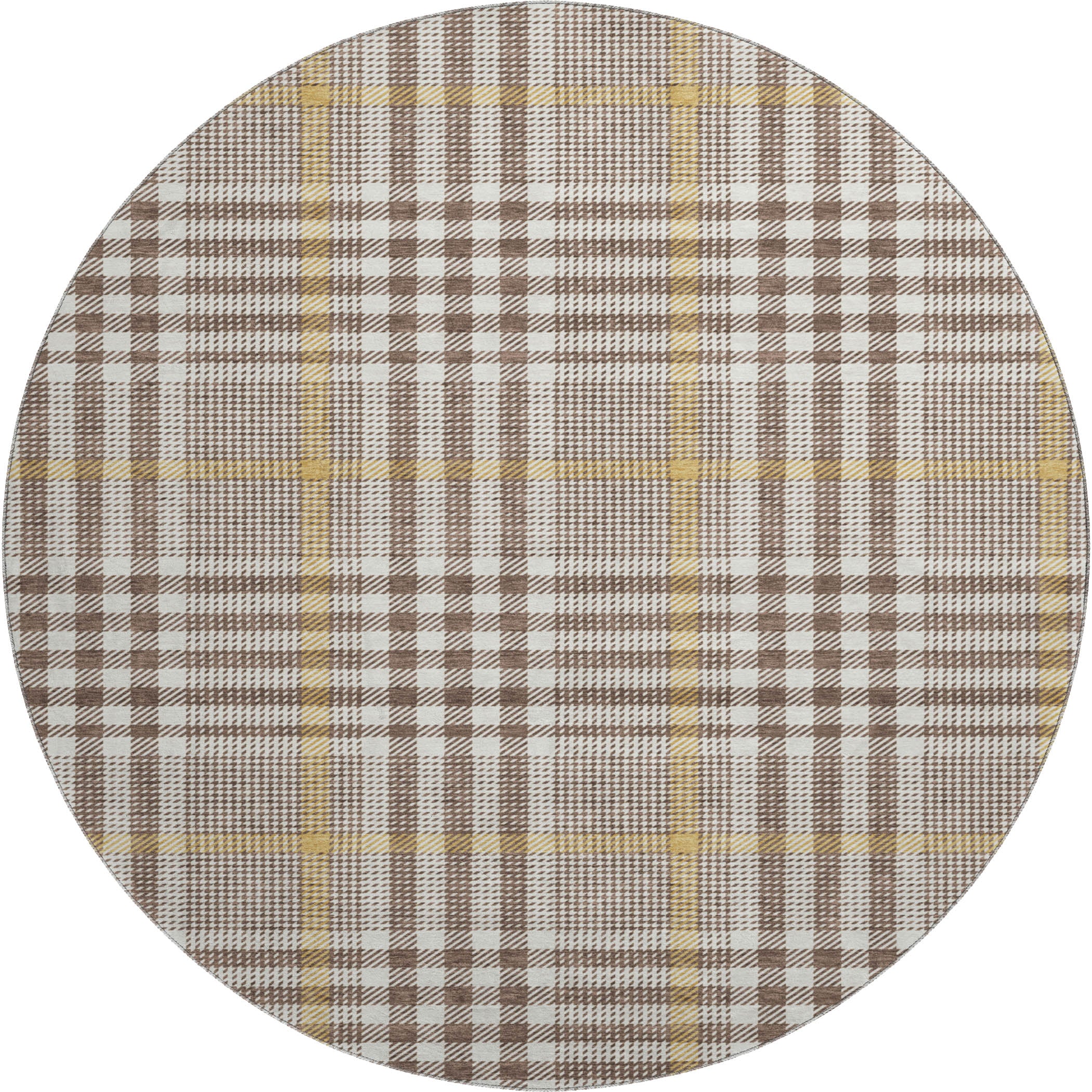 Montevideo Machine Washable Transitional Brown Rug 8' x 8' #shape_Round